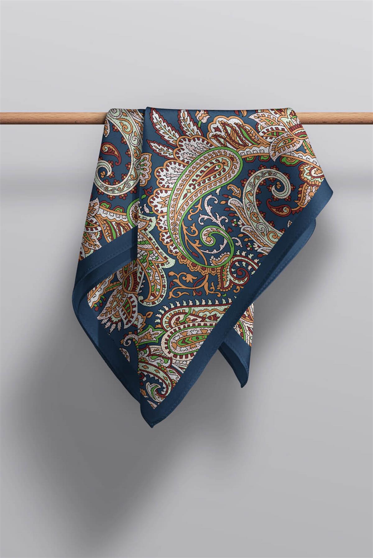 I31 Modabutik Şal Desenli Mavi Fular