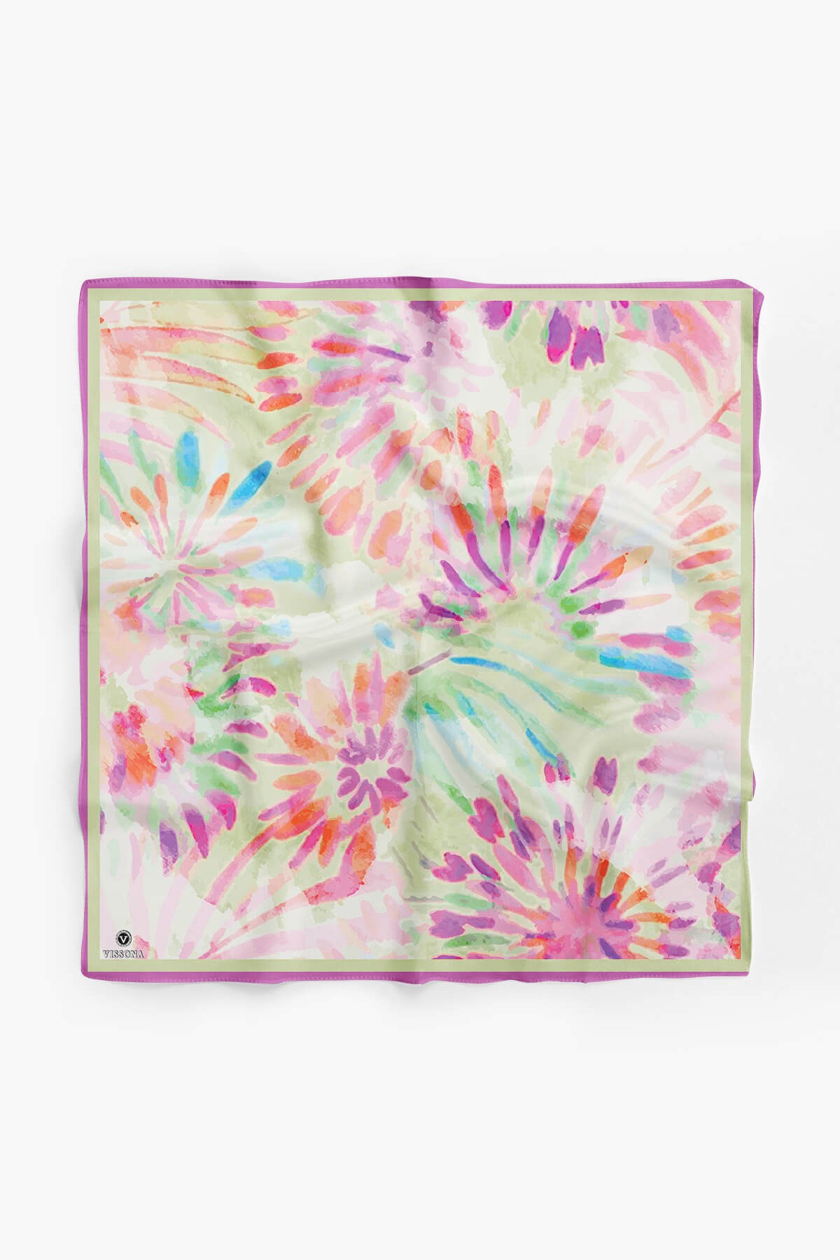 100% Silk Womens Patterned Multi-Colored Scarfs, Neck for Women