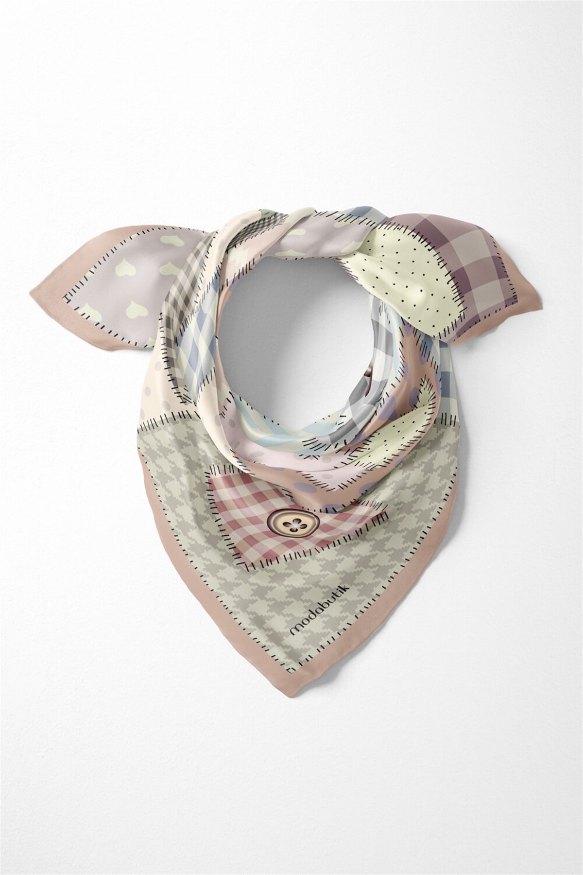 E104 Violla Patchwork Love Desenli Bandana