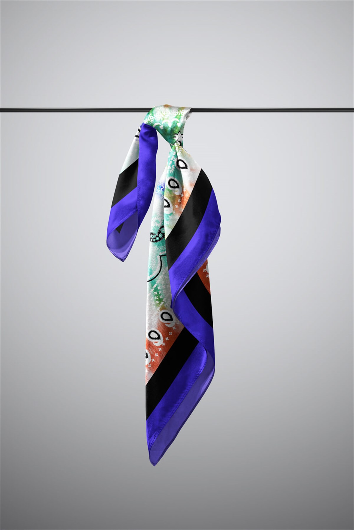 Violla D11 Kadın Turkuaz Etnik Desenli 50x50 Bandana DG01573-22