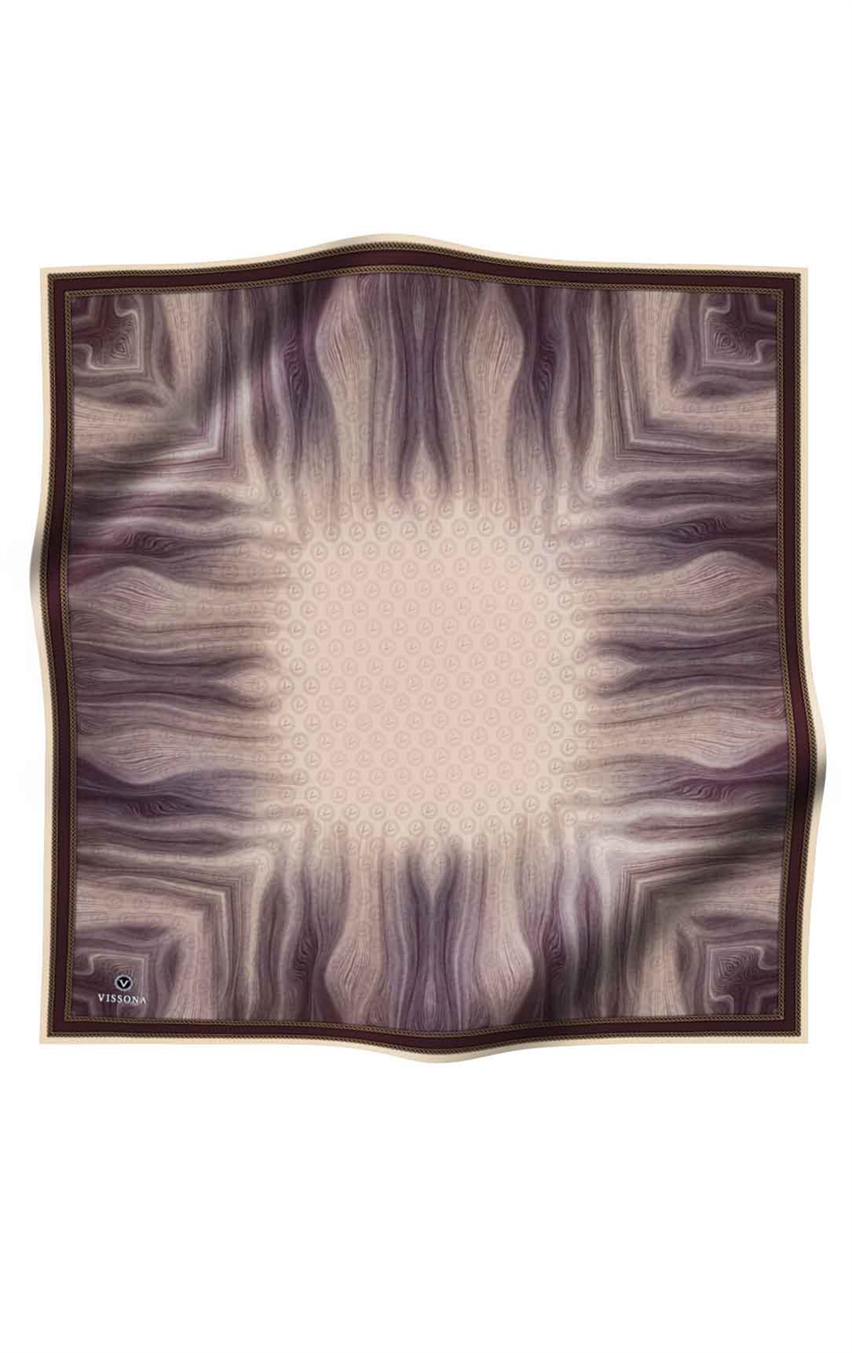 % 57 İPEK % 43 VİSKON Twill İpek Monogram Desenli Bej Renkli 90x90 Dikim Şekli : El Dikişi Eşarp