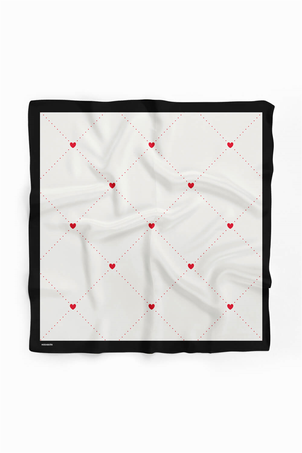A50 Kadın Kare Kalp Desenli Bandana 50x50 DG0268-22