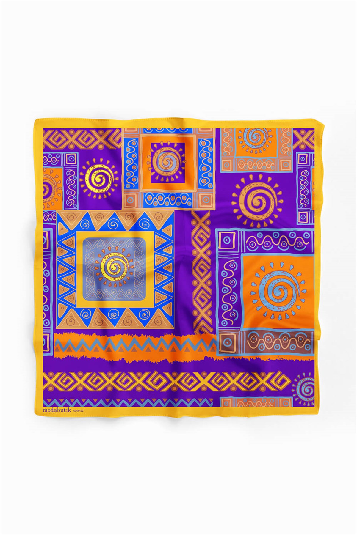 Violla B83 Kadın Etnik Desenli Bandana 50x50 Mor DG0260-22 Snz