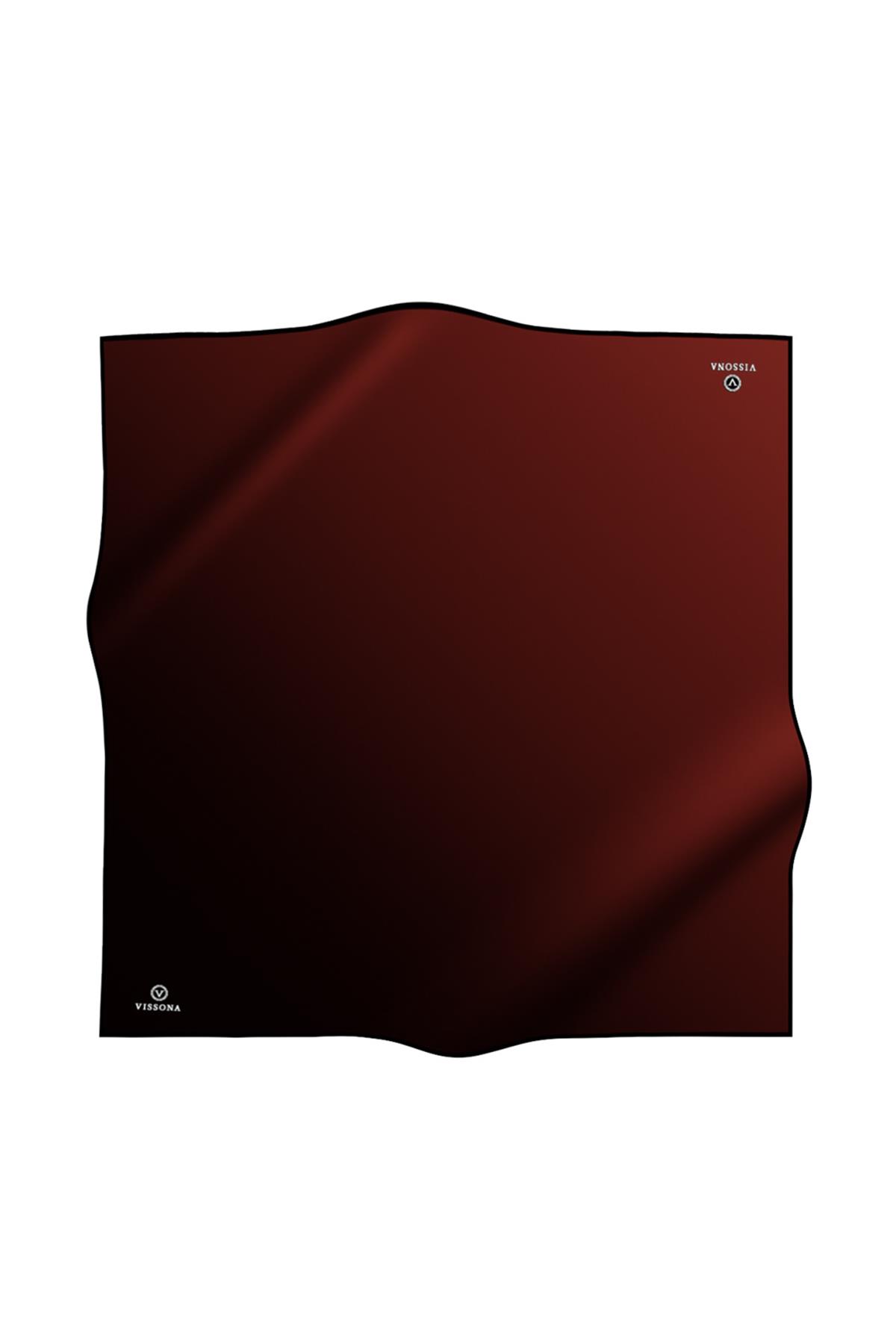 %100 Twill İpek Degrade Desenli Bordo Renkli 90x90 Eşarp Dikim Şekli : El Dikişi