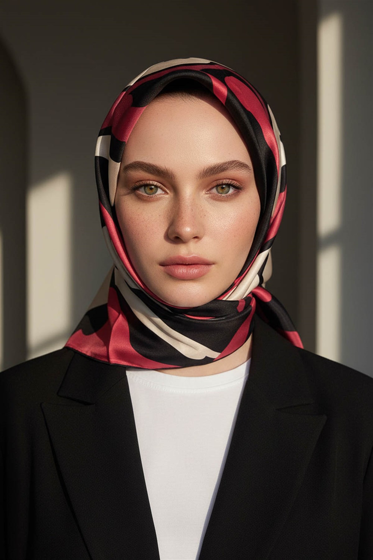 100% Twill İpek Dalga Desenli Siyah - Bordo Renkli 90x90 Dikim Şekli : El Dikişi Eşarp