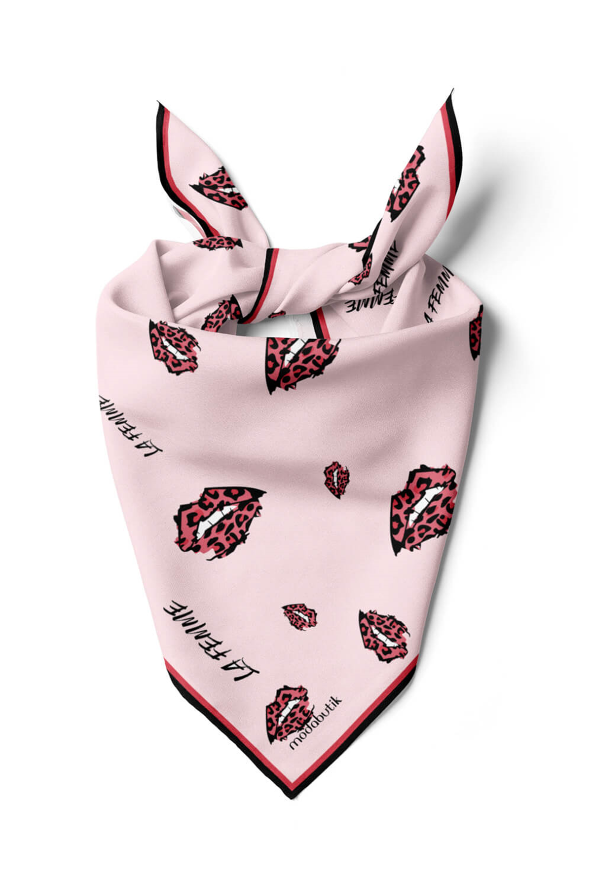 B77 Modabutik Dudak Desenli Bandana