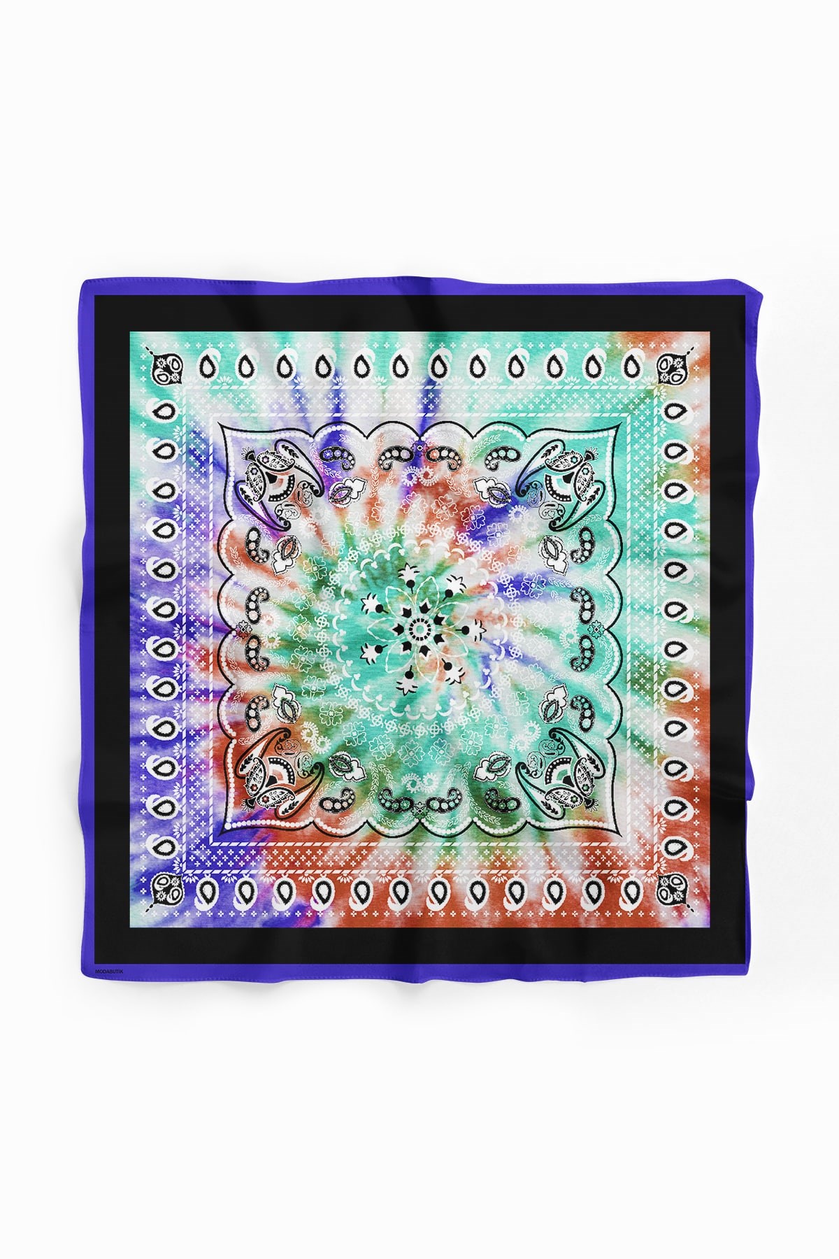 Violla D11 Kadın Turkuaz Etnik Desenli 50x50 Bandana DG01573-22