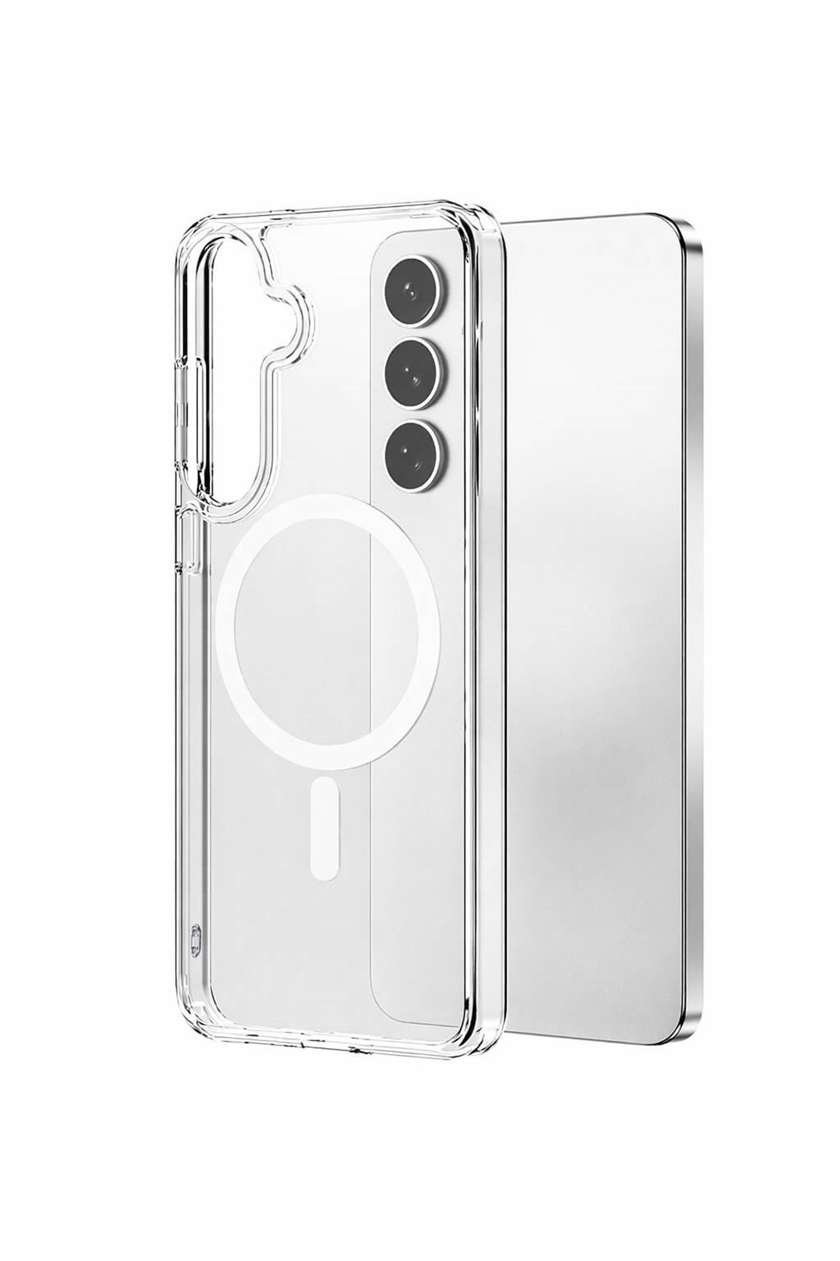 Samsung Galaxy S26 Plus Uyumlu Kamera Korumalı Magsafe Wireless Şarj Özellikli Lüks Şeffaf Silikon Telefon Kılıfı