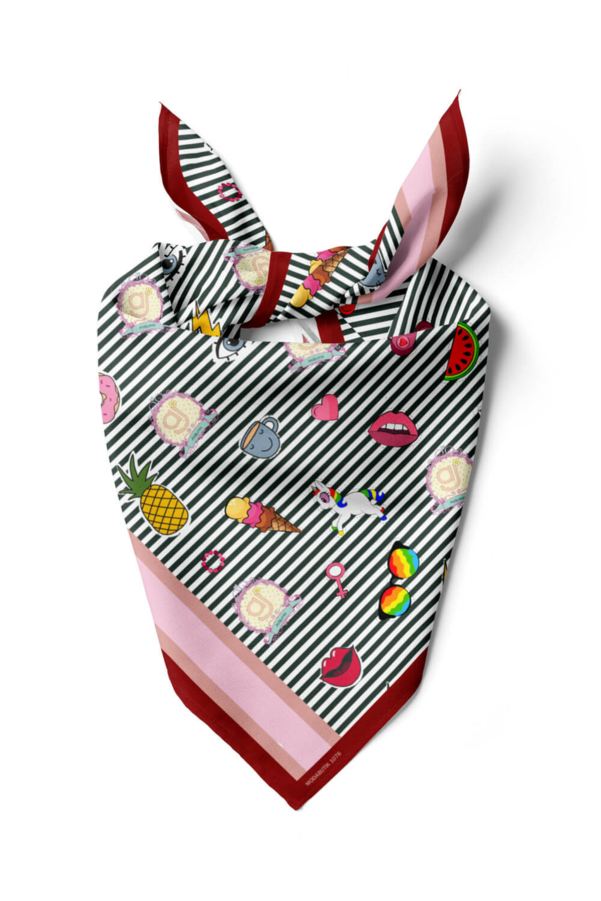 B98 Kadın Unicorn Desenli 50x50 Bandana HYL DG01076-22