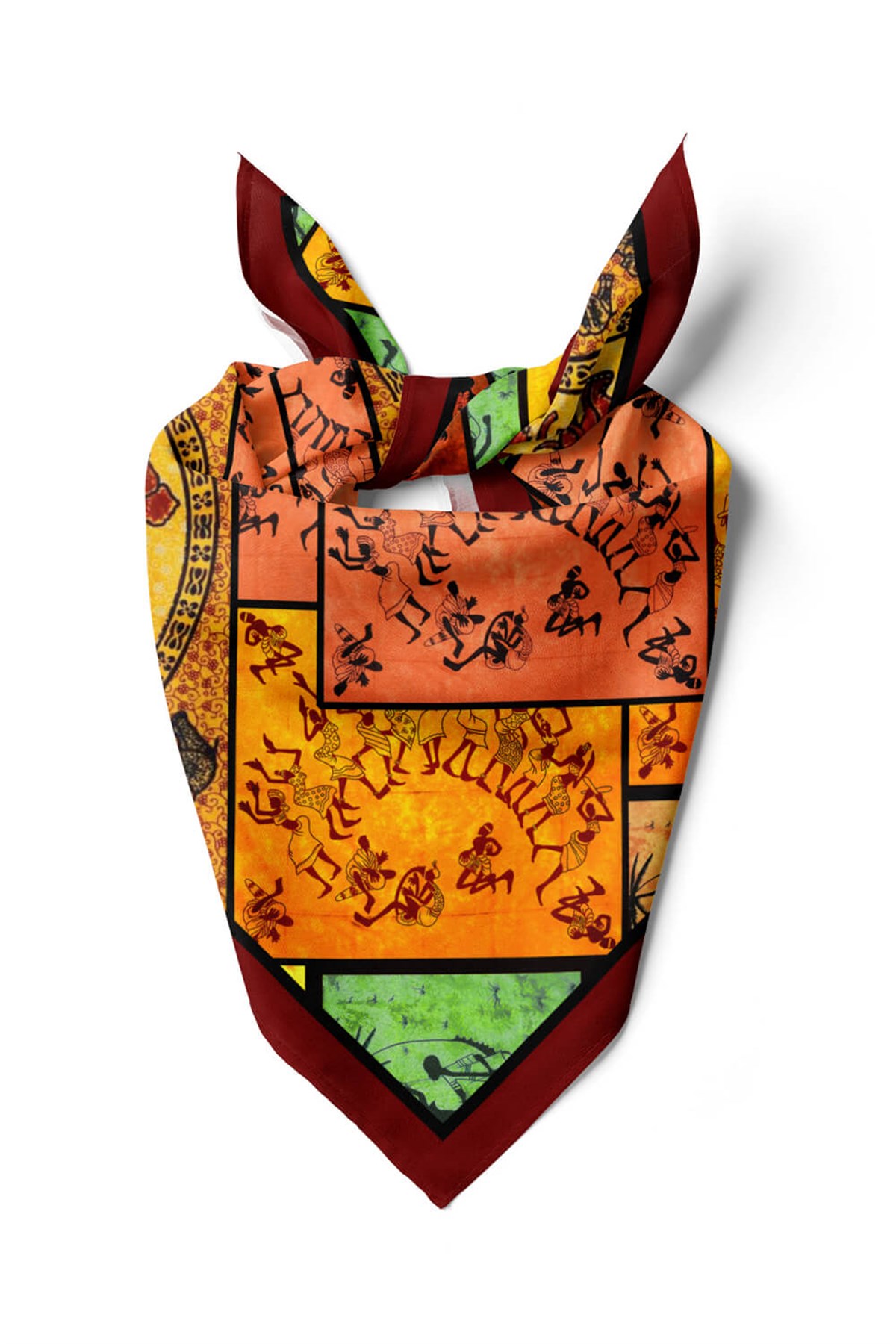 Violla Z61 Kadın African Patchwork Desenli Bandana 50x50 DG0216-22