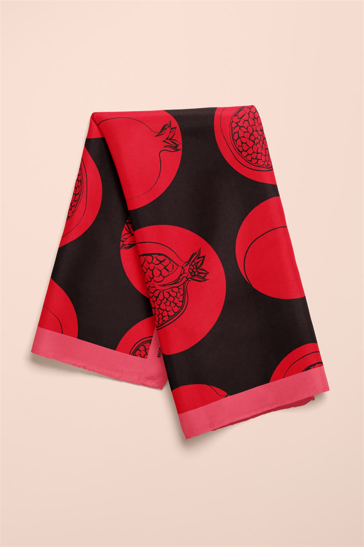 Violla V20 Kadın Nar Desenli Bandana 50x50 Kırmızı Siyah