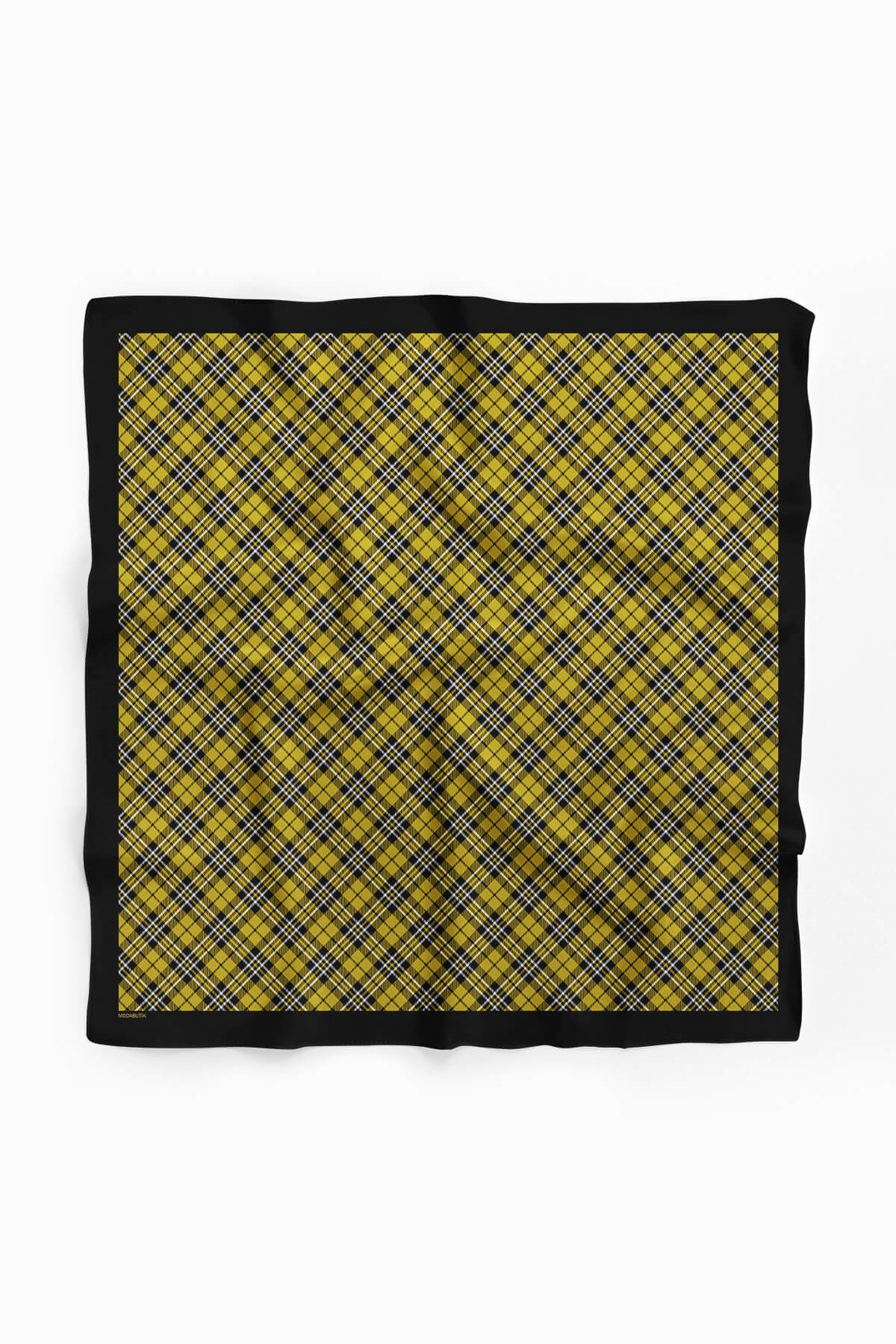 Violla Z48 Kadın Siyah Yeşil Kare Desenli 50x50 Bandana HYL DG01411-22