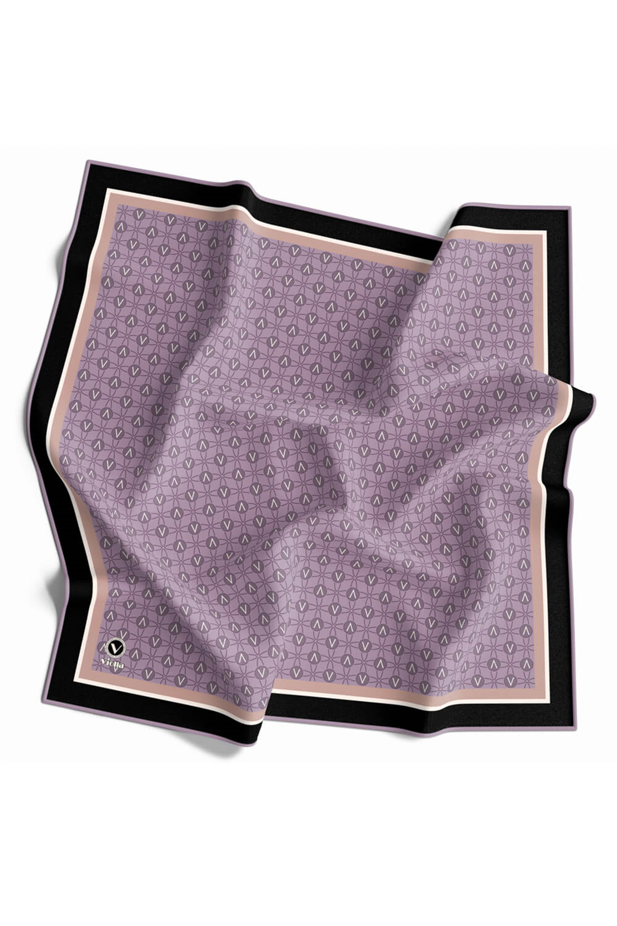 Twill V Desenli Lila Renkli 90x90 Eşarp (İpek İçermez) Dikim Şekli : El Dikişi