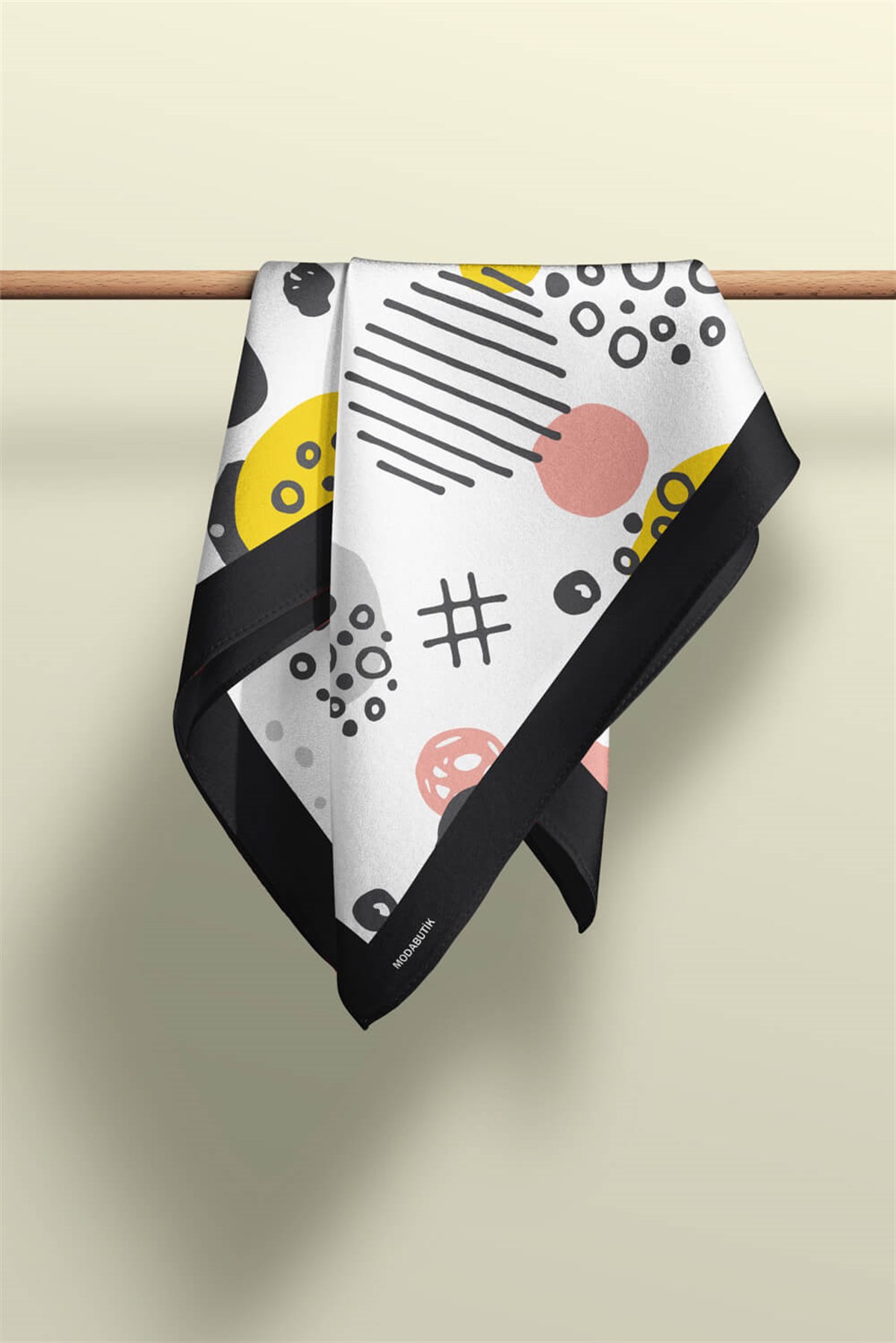 Violla D74 Kadın Geometrik Desenli Bandana 50x50 Sarı DG0427-22