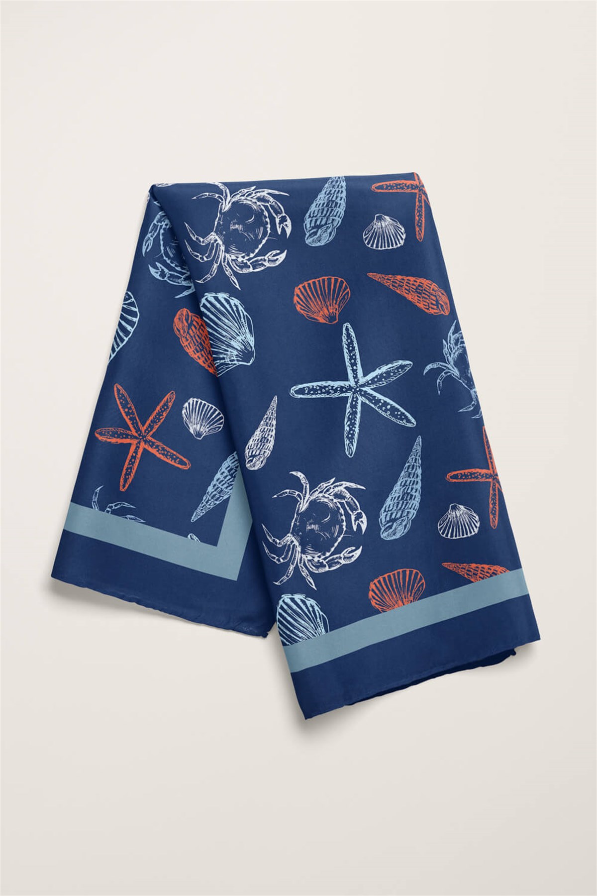 Violla Kadın Lacivert Shell Desenli 50x50 Bandana