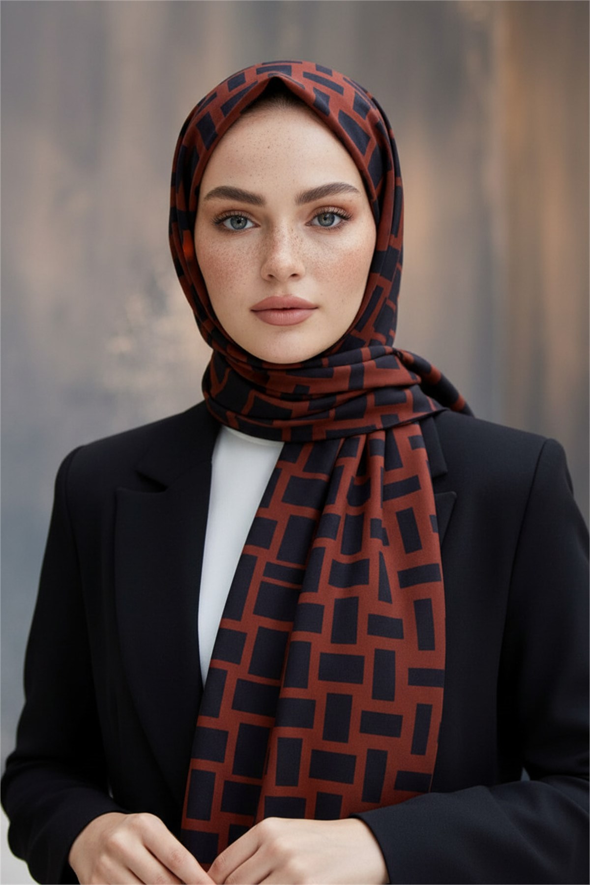KREP KARELİ DESENLİ BORDO RENKLİ 75X195 KIRIŞMAZ ŞAL