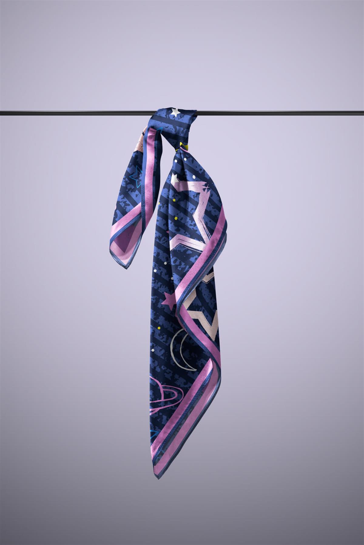 Vissona Yıldız Desenli İpek Bandana