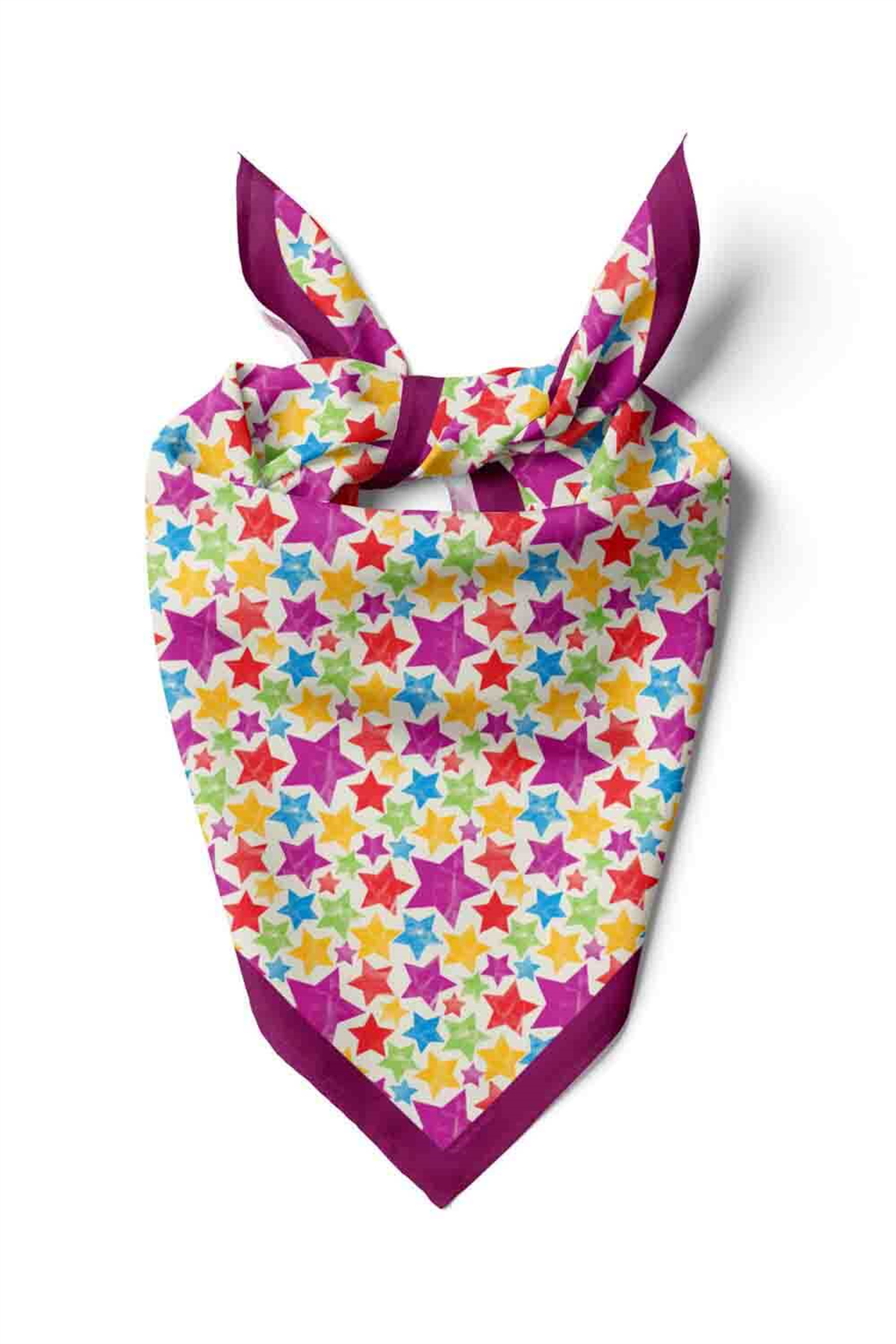 F35 Kadın Mor  Stars Desenli 50x50 Bandana HYL DG0521-22