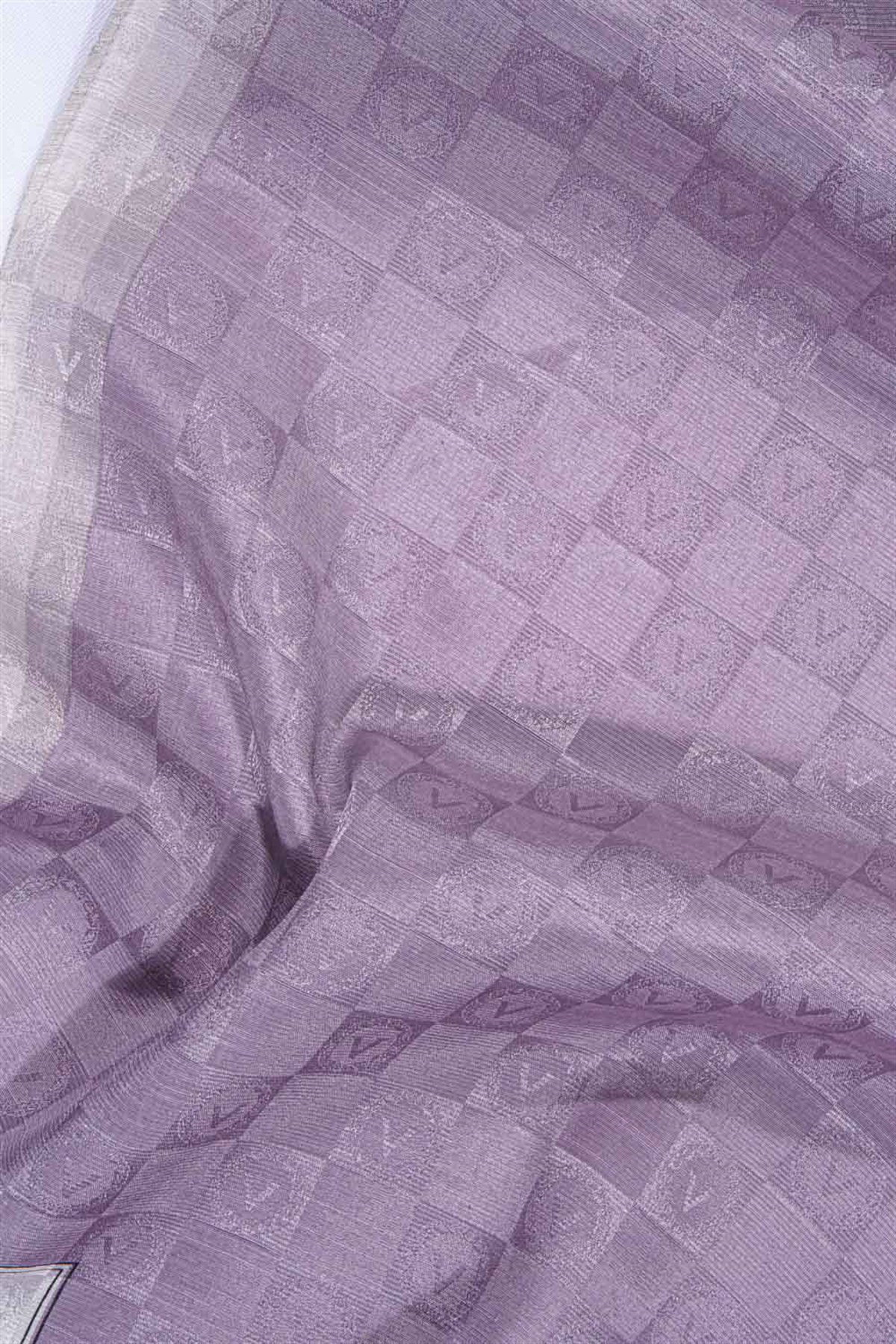 %57 İpek %43 Pamuk Monogram Dokumalı İsporto Renkli 70X190 Yumuşak Dökümlü Şal