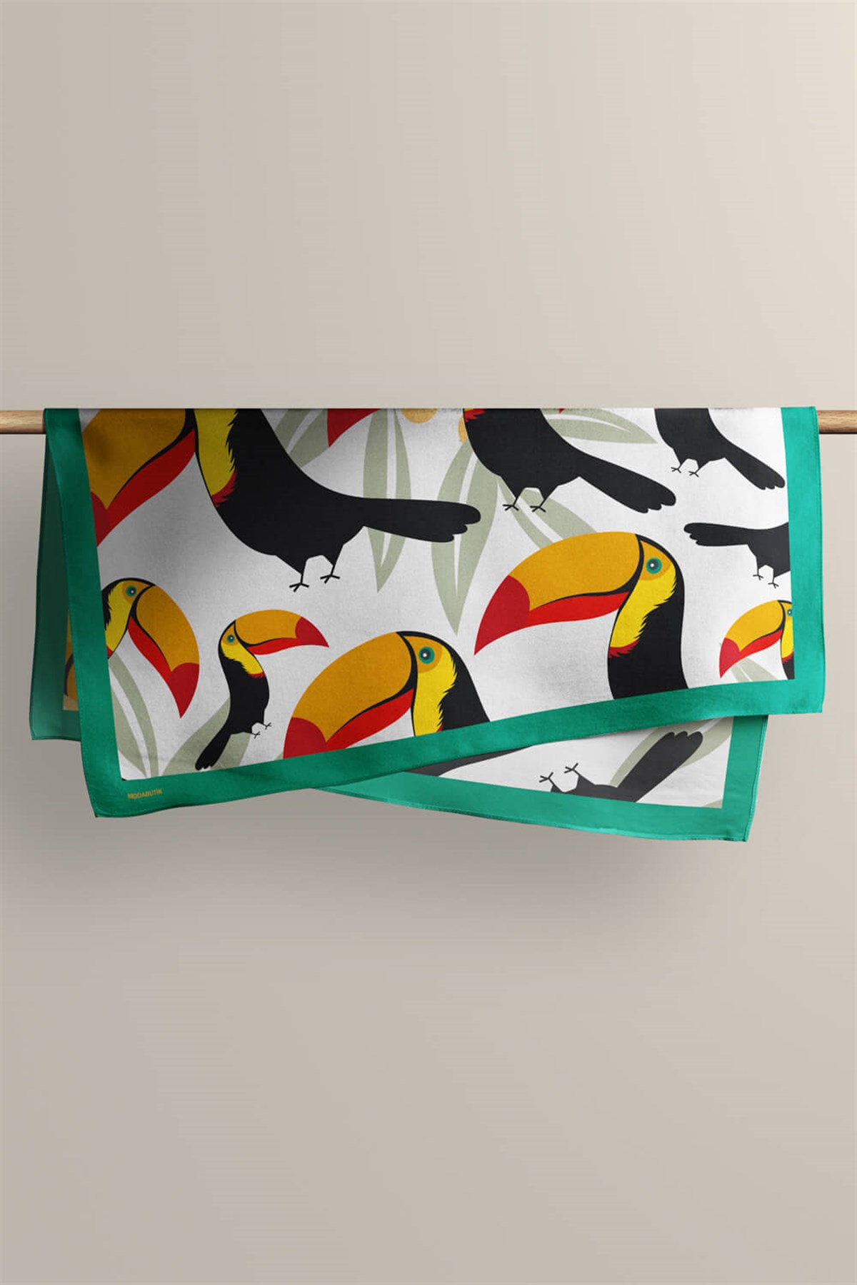 Violla Y40 Kadın Tropik Desenli Bandana 50x50 Turuncu DG0180-22 Snz