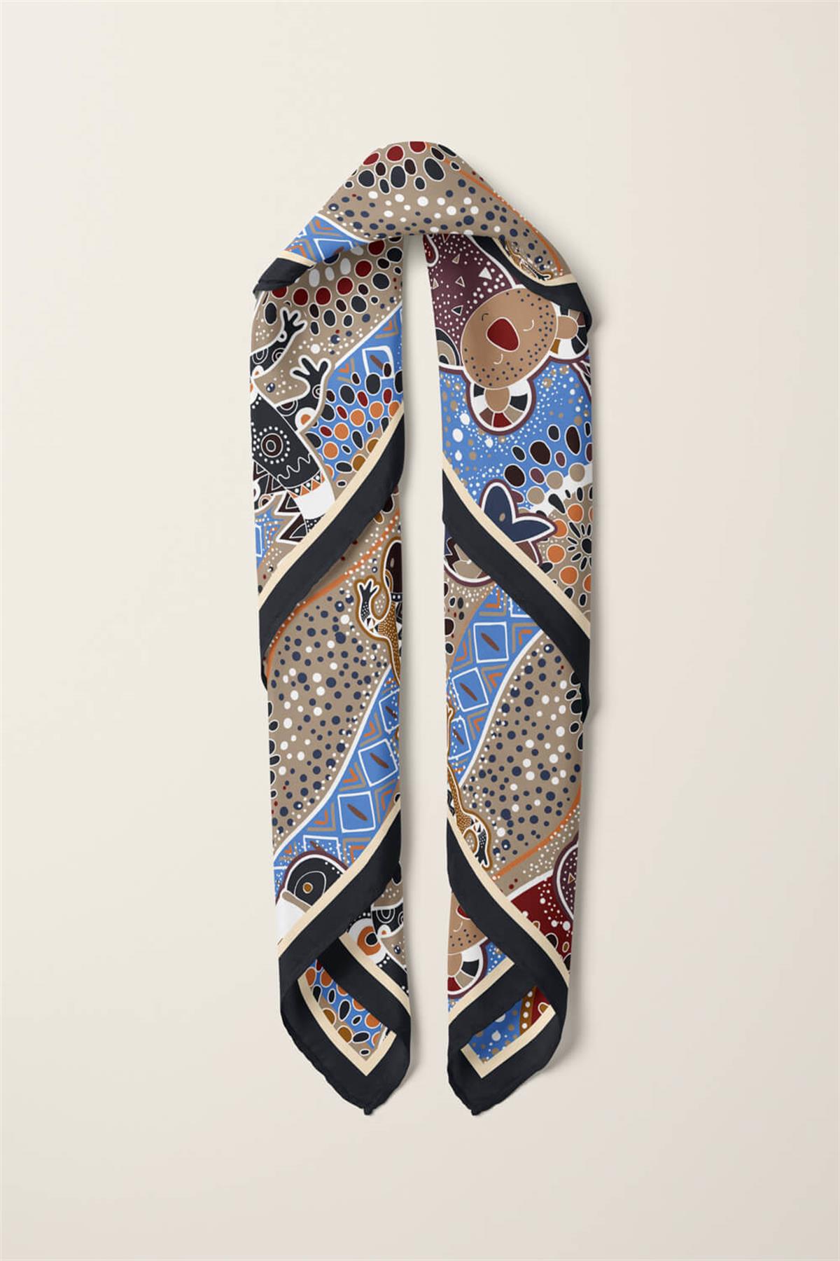 Vissona Etnik Desenli İpek Bandana