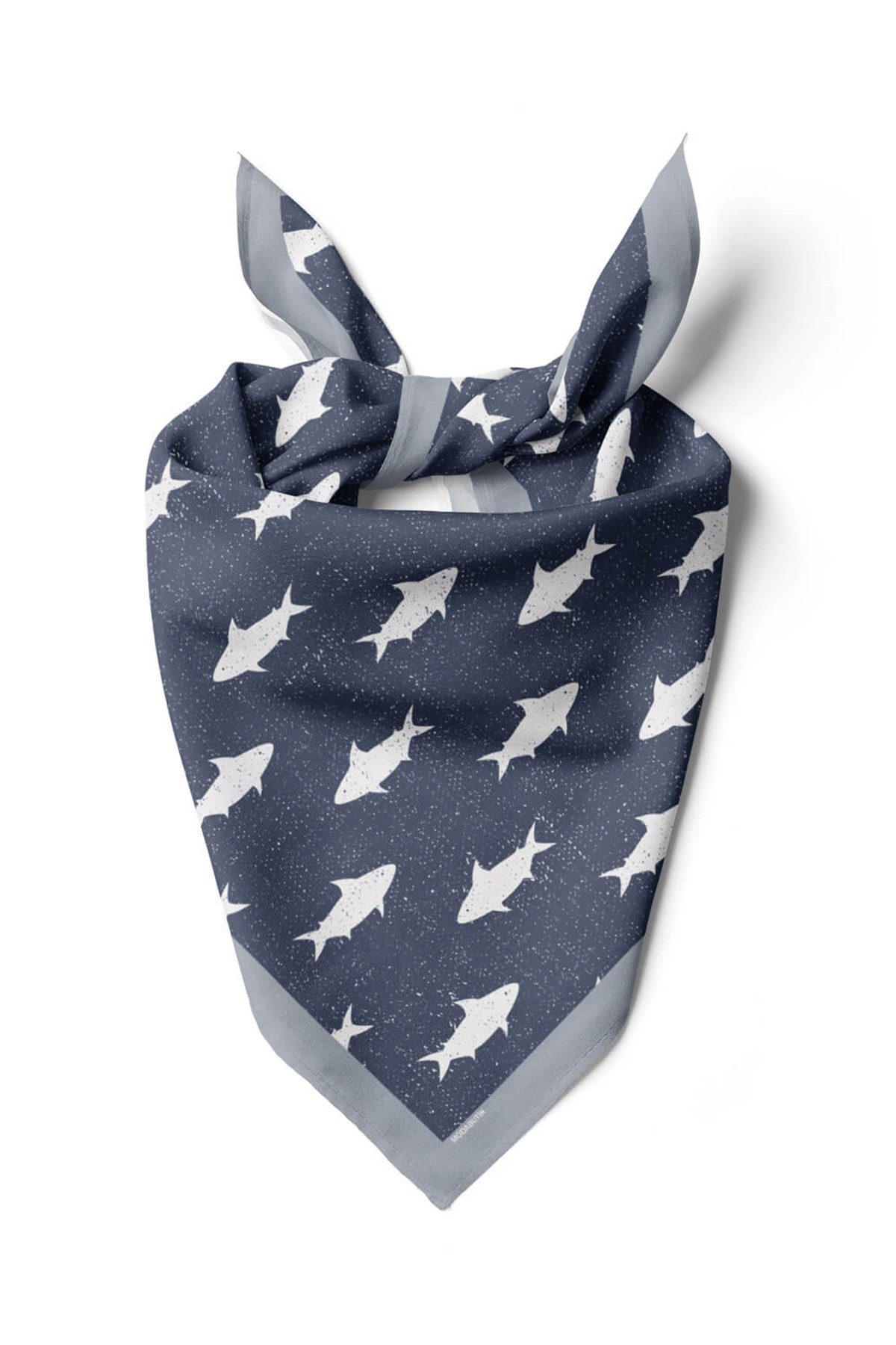 Violla Y59 Kadın Shark  Desenli Bandana 50x50 Mavi DG0134-22
