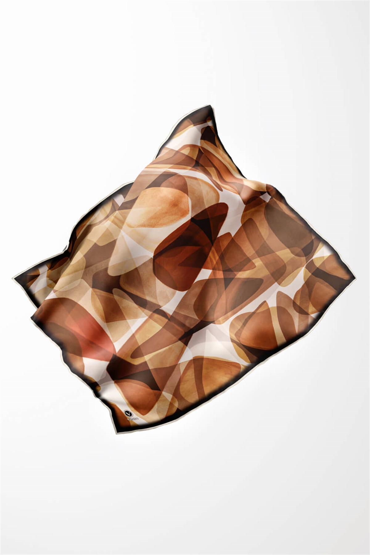 Twill Geometrik Batik Desenli Hardal Renkli 90x90 Eşarp (İpek İçermez) Kenar Dikiş Şekli El Dikişli