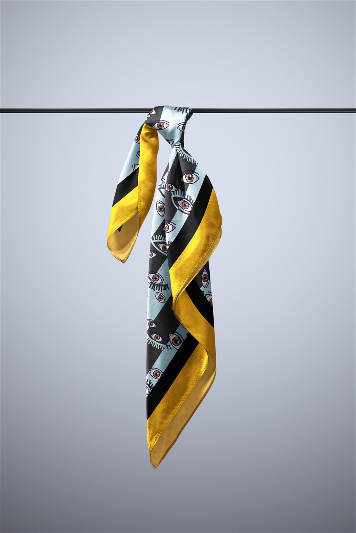 Z51 Kadın Mavi Eyes Desenli 50x50 Bandana