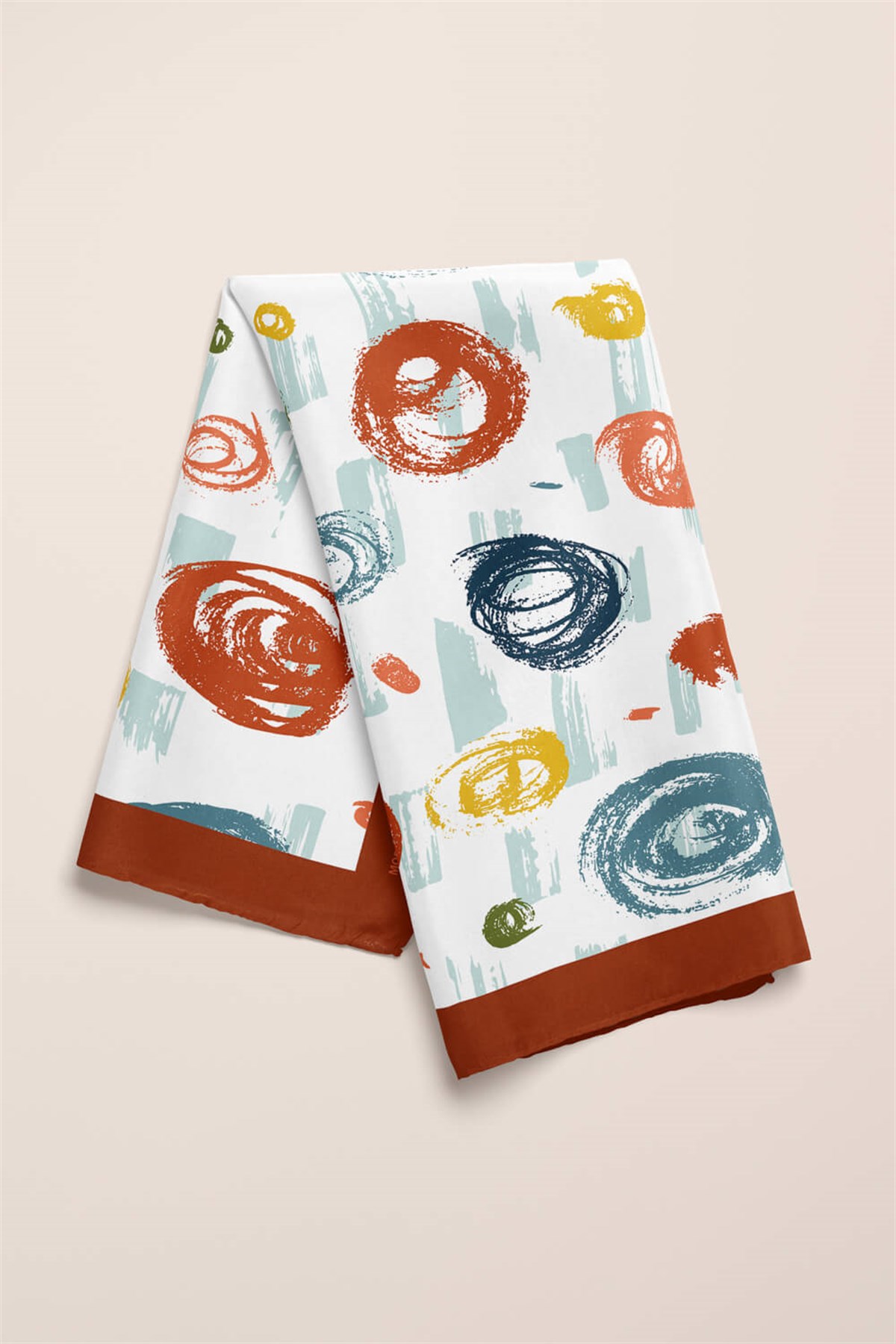 Violla D72 Kadın Puan Desenli Bandana 50x50 Kırmızı Turuncu DG0420-22
