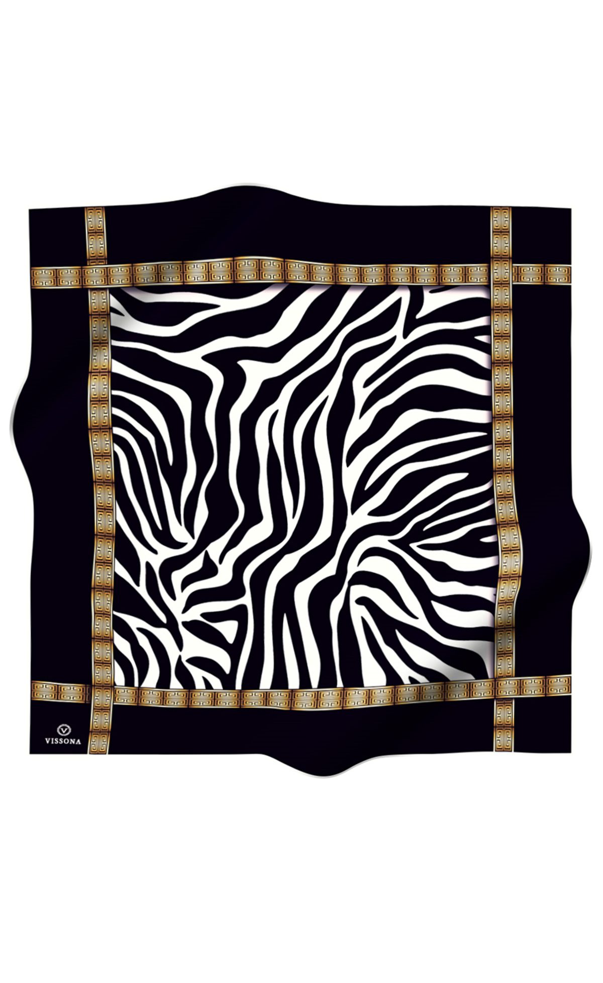 % 57 İPEK % 43 VİSKON Twill İpek Zebra Desenli Siyah - Beyaz Renkli 90x90 Eşarp Dikim Şekli : El Dikişi
