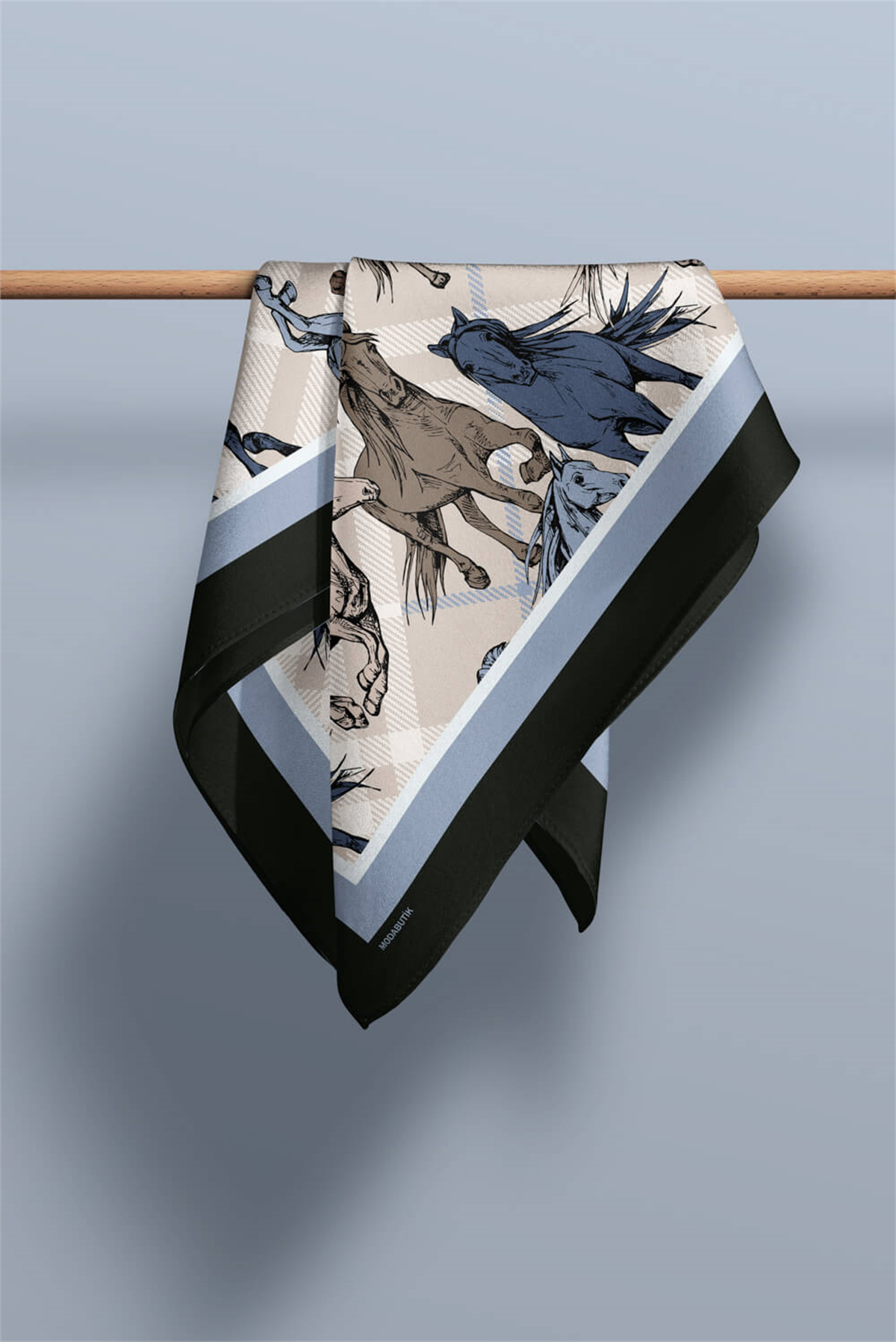 H12 Kadın Krem Horse Desenli 50x50 Bandana HYL DG01542-22
