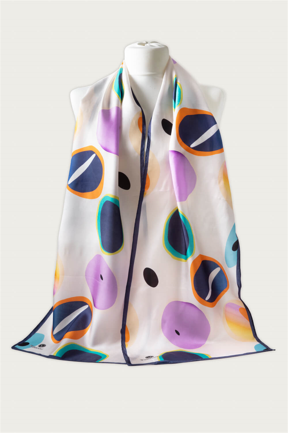 %100 İPEK GEOMETRİK DESENLİ KADIN FULAR 30X170