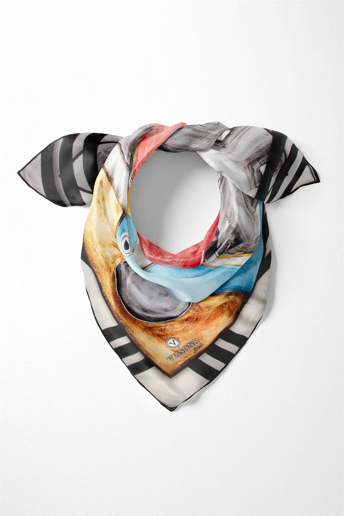 %100 İpek Kadın Desenli Bandana 80x80