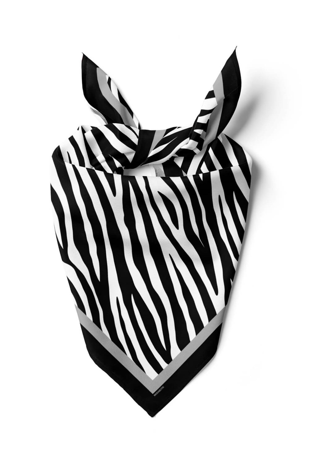 Violla Kadın siyah Beyaz Zebra Desenli 50x50 Bandana HYL DG0567-22