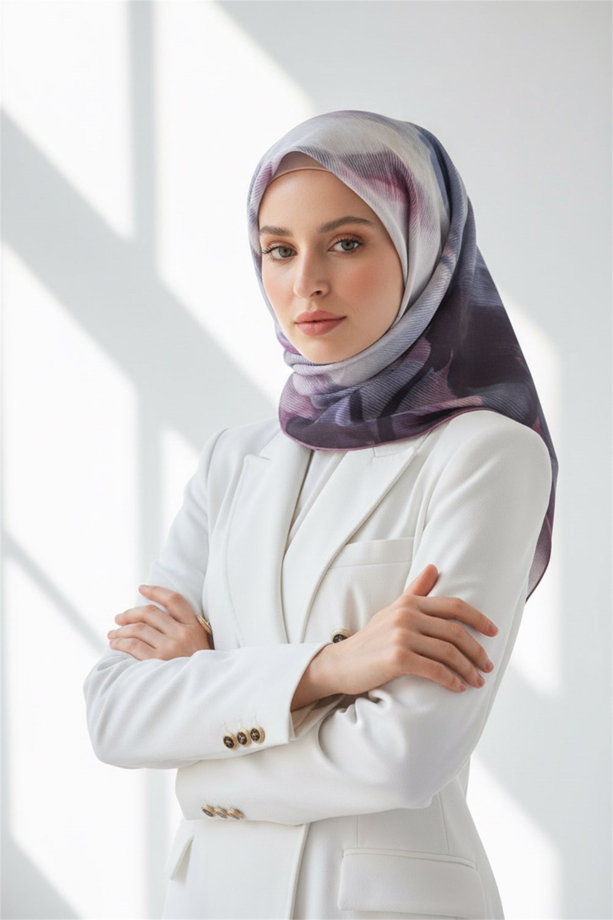 %100 Twill İpek Yaprak Desenli Pudra - Bebe Mavisi Renkli 90x90 Eşarp Dikim Şekli : El Dikişi