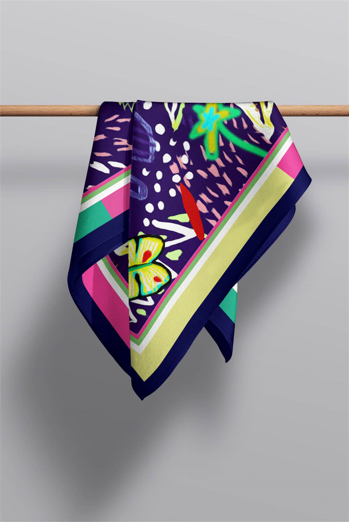 E70 BÜYÜK TROPIC YAPRAKLI MODERN BANDANA DG12455