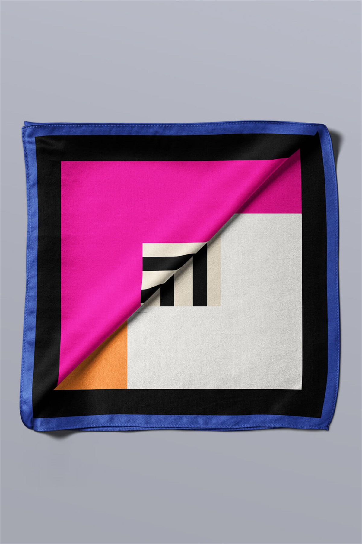 Violla G60 Kadın Turuncu Kare Desenli 50x50 Bandana