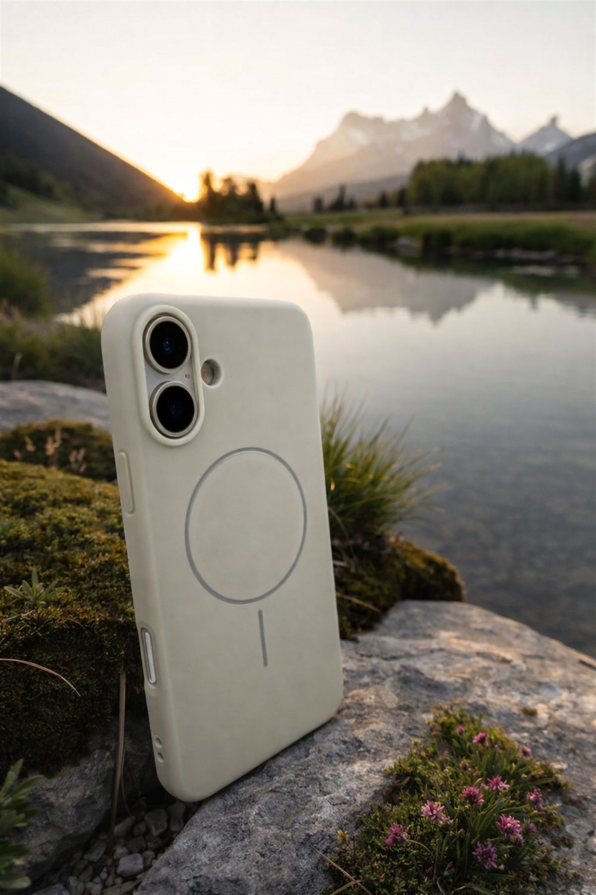 iPhone 17 Uyumlu İçi Kadife Magsafe Wireless Şarj Özellikli Taş Renkli Telefon Kılıfı
