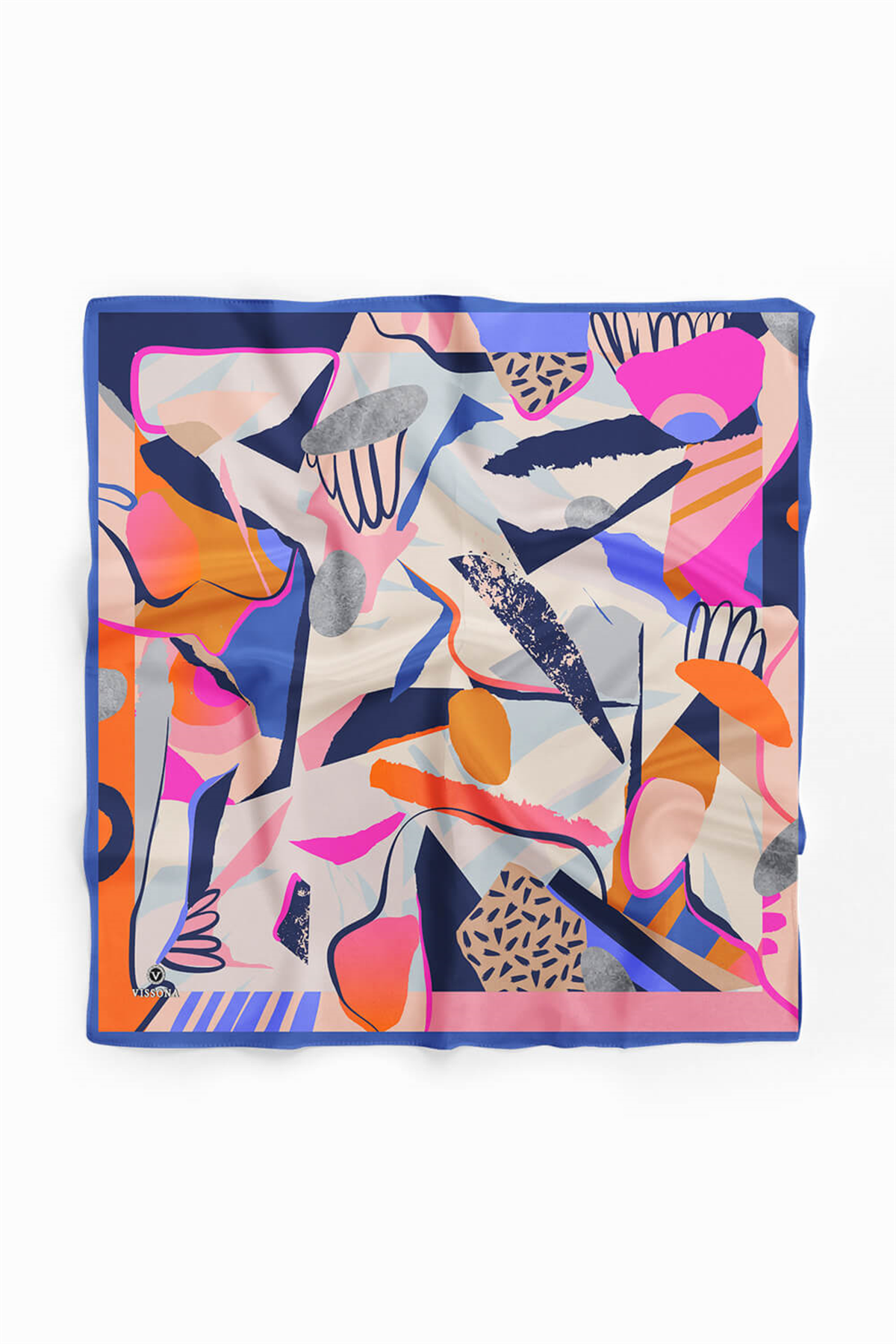 Saten İpek Geometrik Desenli Kadın Bandana