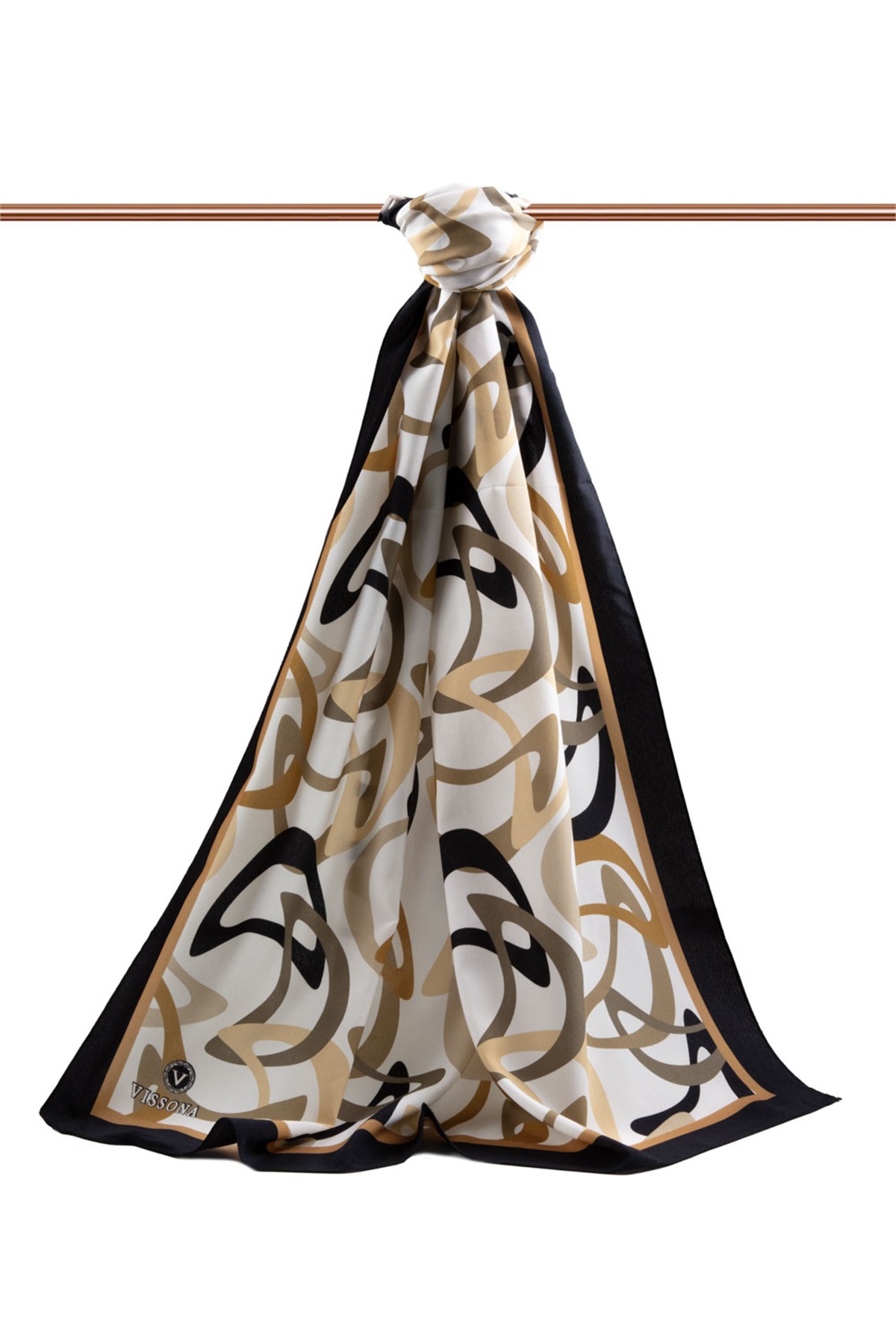 KREP BOOMERANG DESENLİ BEJ RENKLİ 75X195 KIRIŞMAZ ŞAL