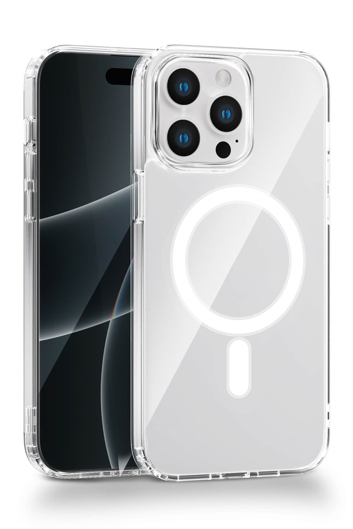 iPhone 13 Pro Max Uyumlu Kamera Korumalı Magsafe Wireless Şarj Özellikli Lüks Şeffaf Silikon Telefon Kılıfı
