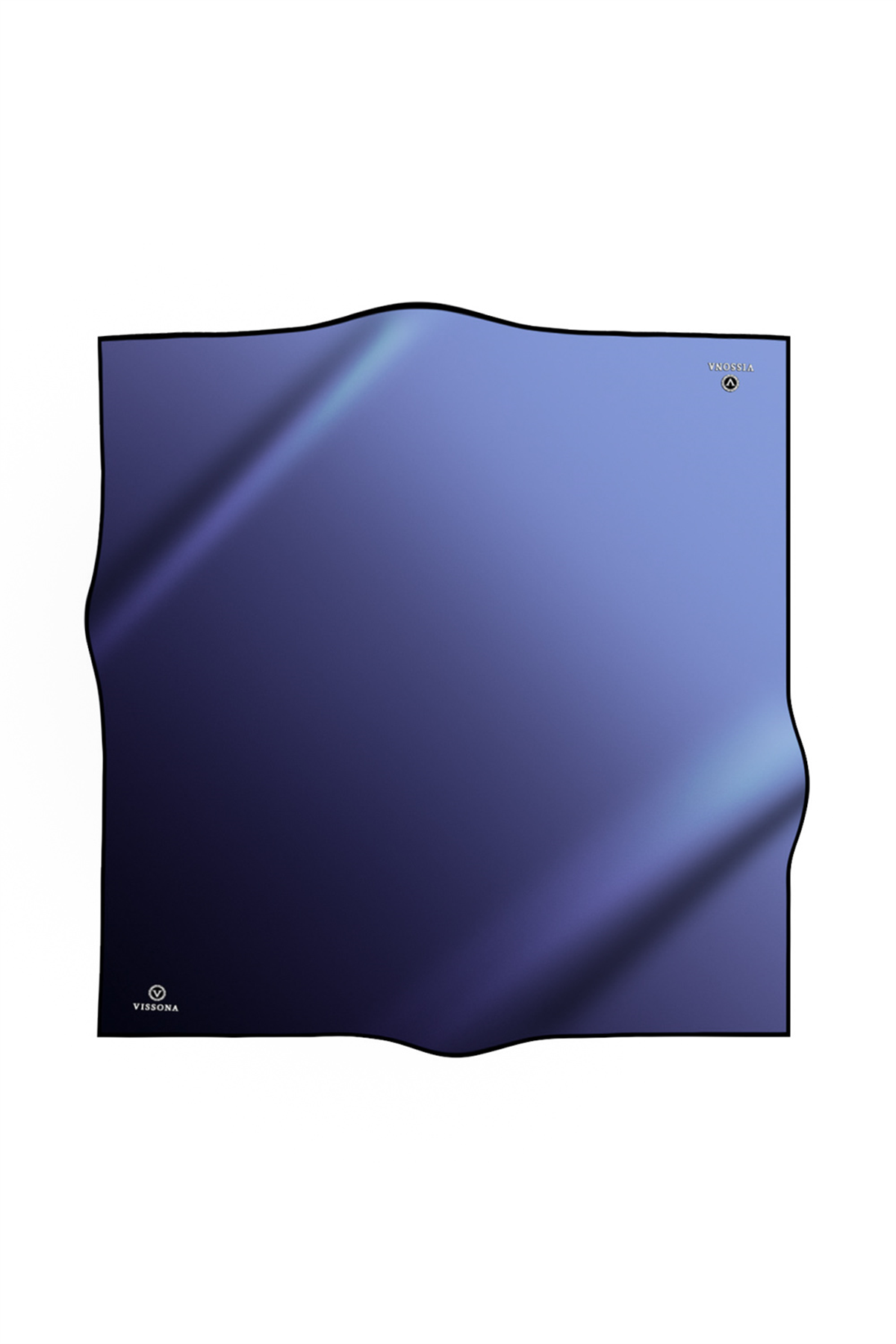 % 57 İPEK % 43 VİSKON Twill İpek Degrade Desenli Lacivert Renkli 90x90 Eşarp Dikim Şekli : El Dikişi