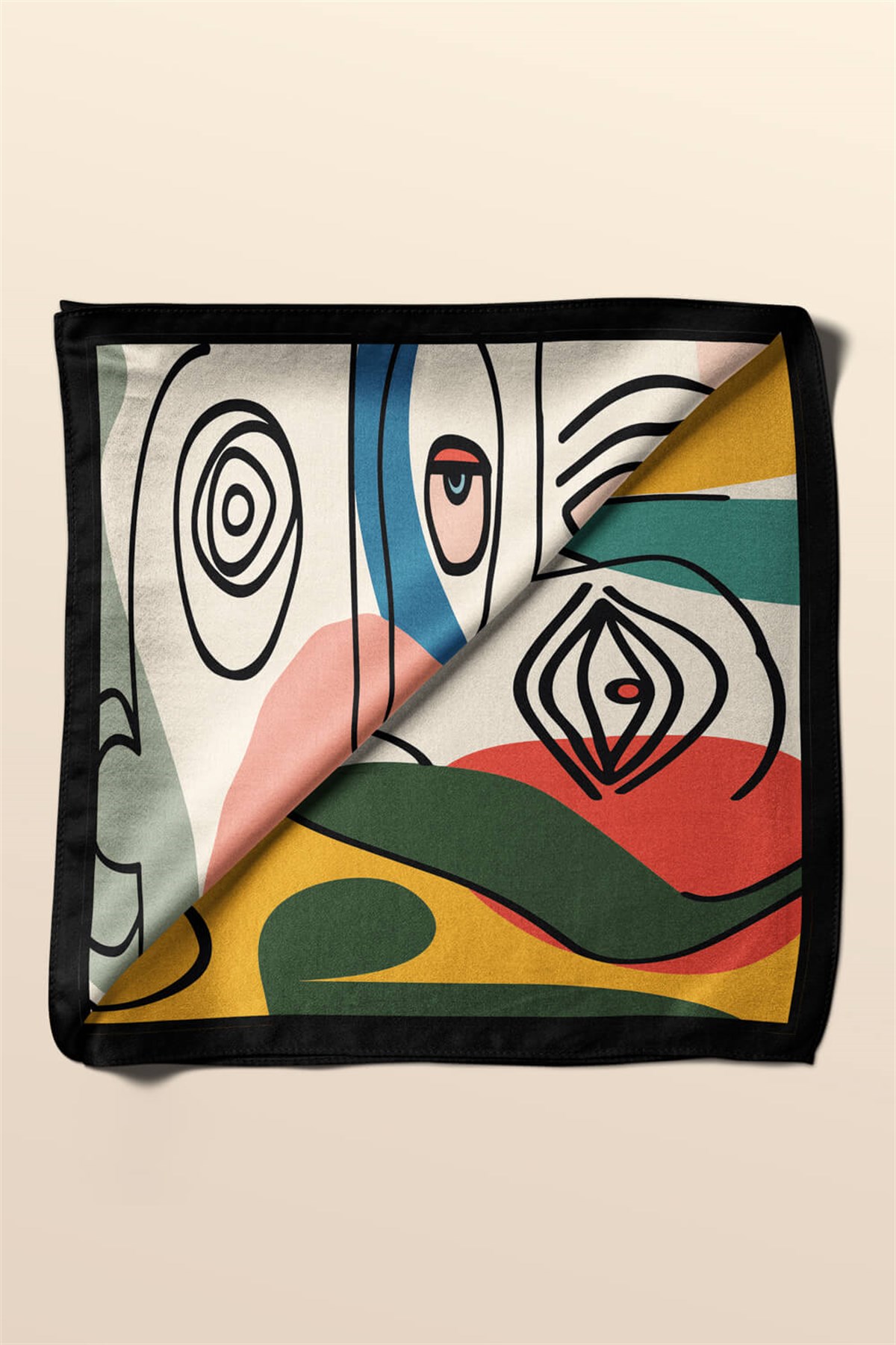 G103 Violla Silüet Desenli Bandana