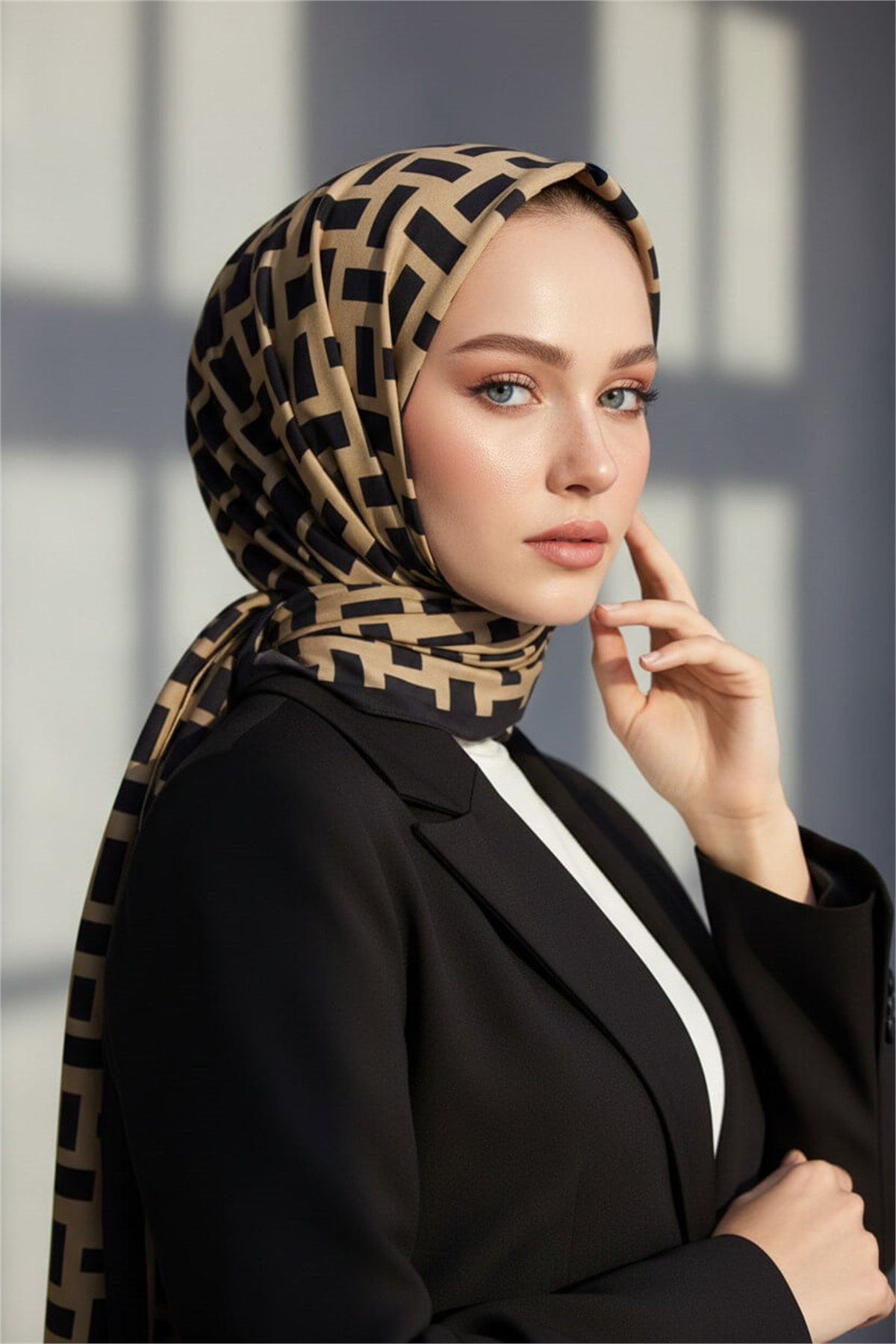 KREP KARELİ DESENLİ VİZON RENKLİ 75X195 KIRIŞMAZ ŞAL