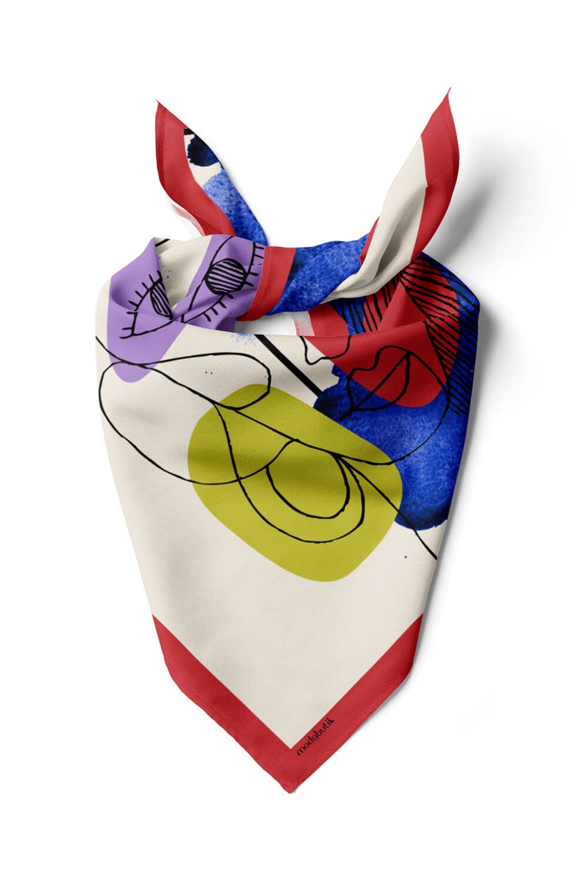 Violla V12 Kadın Portre Desenli Bandana 50x50 Gri Mavi DG0489-22