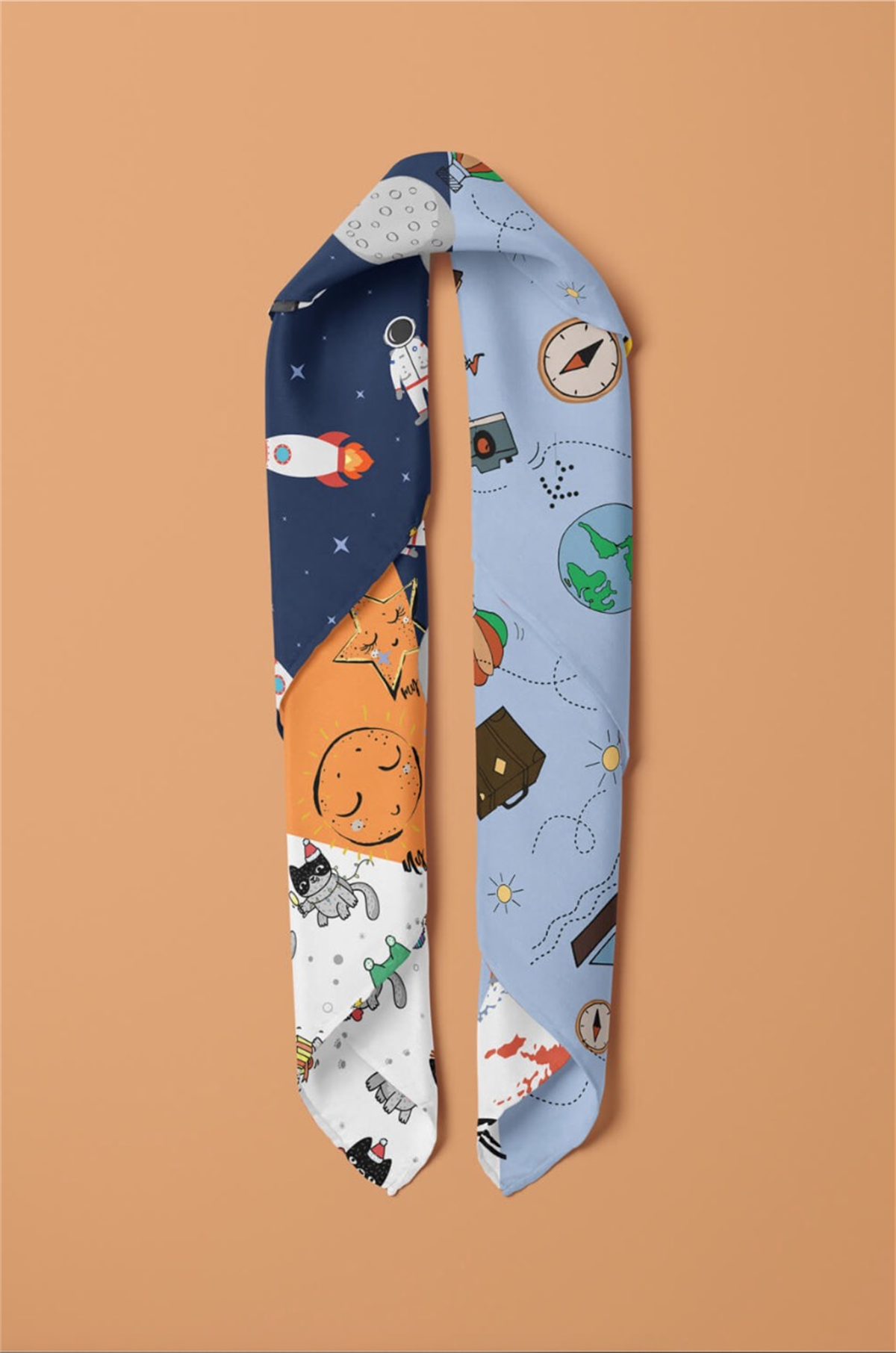 H39 Özel Üretim Dog Desenli Köpek Bandanası Turuncu 50x50 DG2072