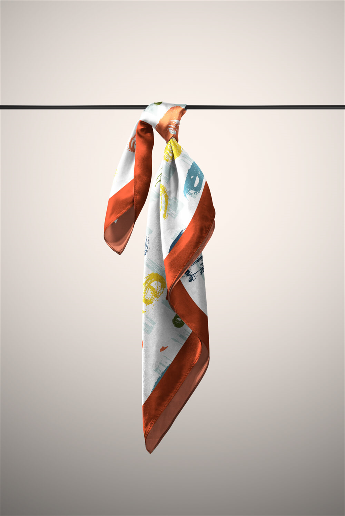 D72 Kadın Puan Desenli Bandana 50x50 Kırmızı Turuncu DG0420-22