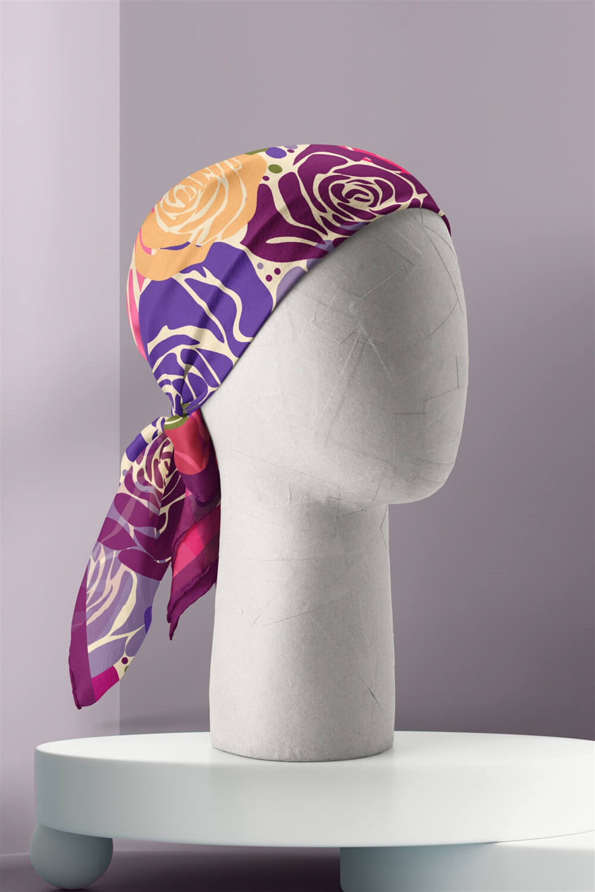 Vissona Gül Desenli İpek Bandana