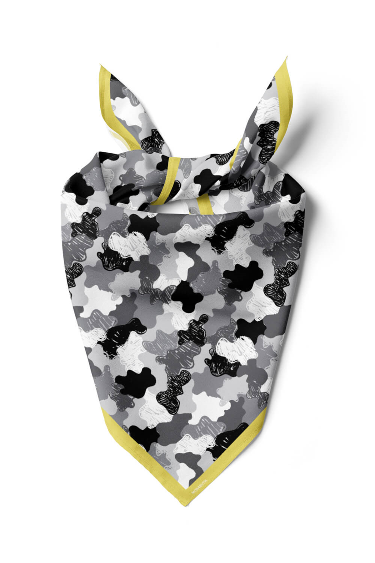 D98 Kadın Egzotik Desenli Bandana 50x50 Gri DG0255-22