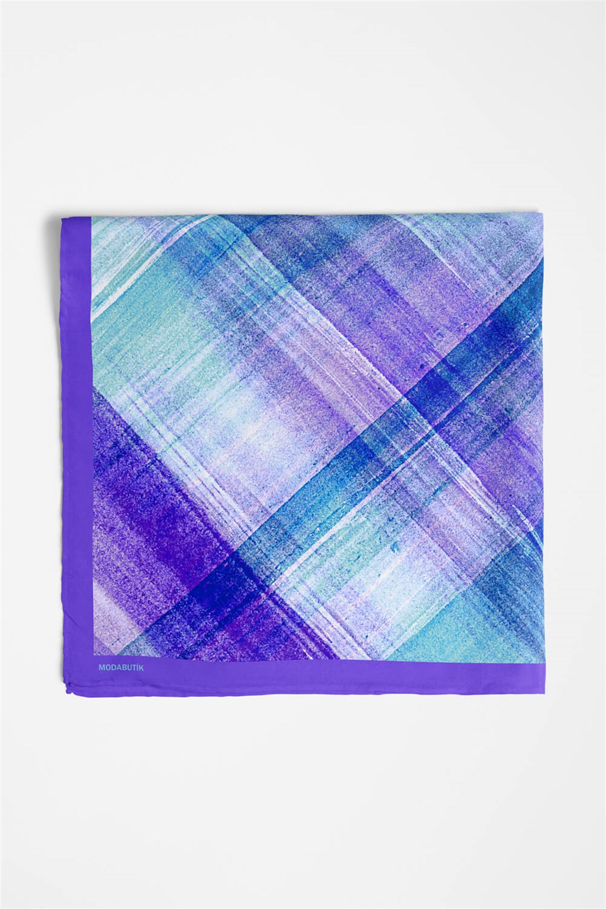 Violla D47 Kadın Egzotik Desenli Bandana 50x50 Mavi DG0279-22